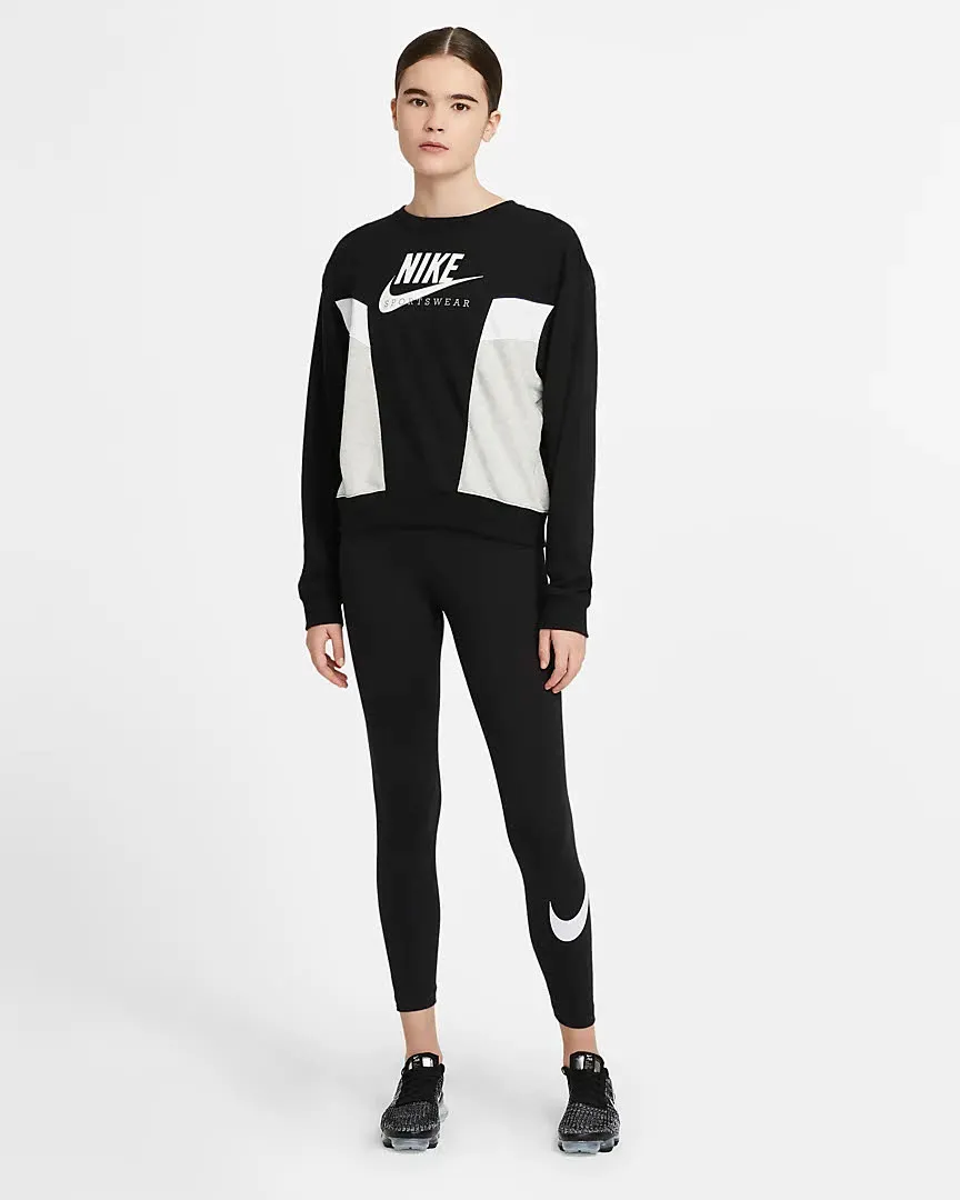 NIKE SPORTSWEAR ESSENTIAL Damen Sporttights Lauftights schwarz/weiß NEU