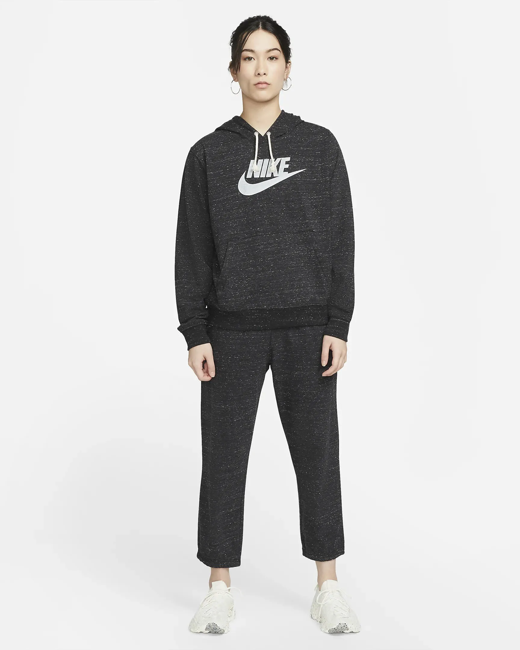 Nike Sportswear Gym Vintage Damen Kapuzenpullover Hoodie schwarz
