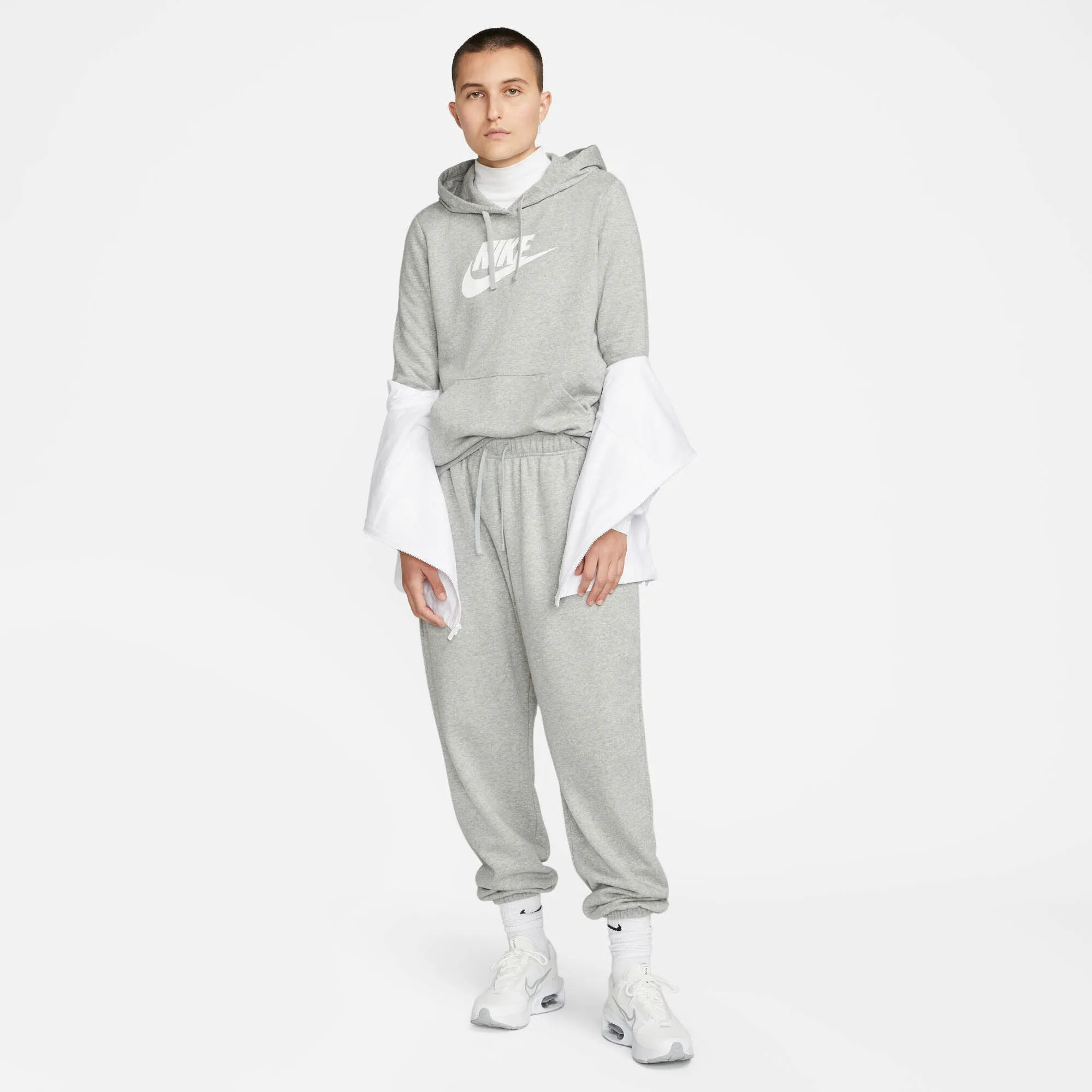 Nike Sportswear Club Fleece Damen Hoodie Kapuzenpullover grau