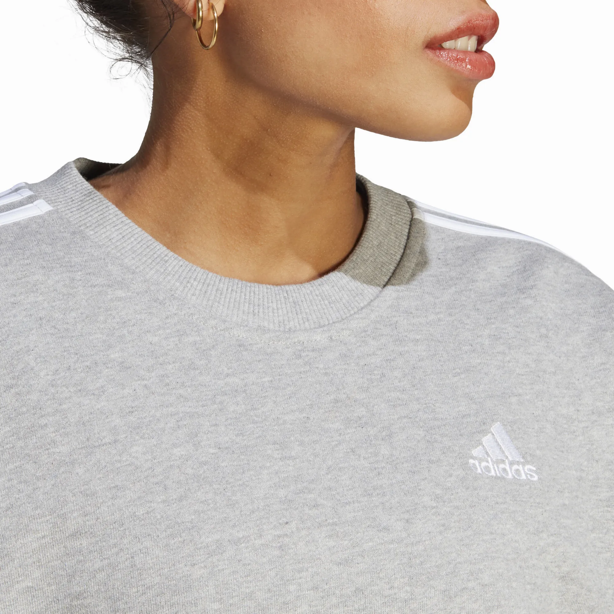 adidas Essentials 3-Streifen Damen Sweatshirt Pullover mgreyh/white NEU