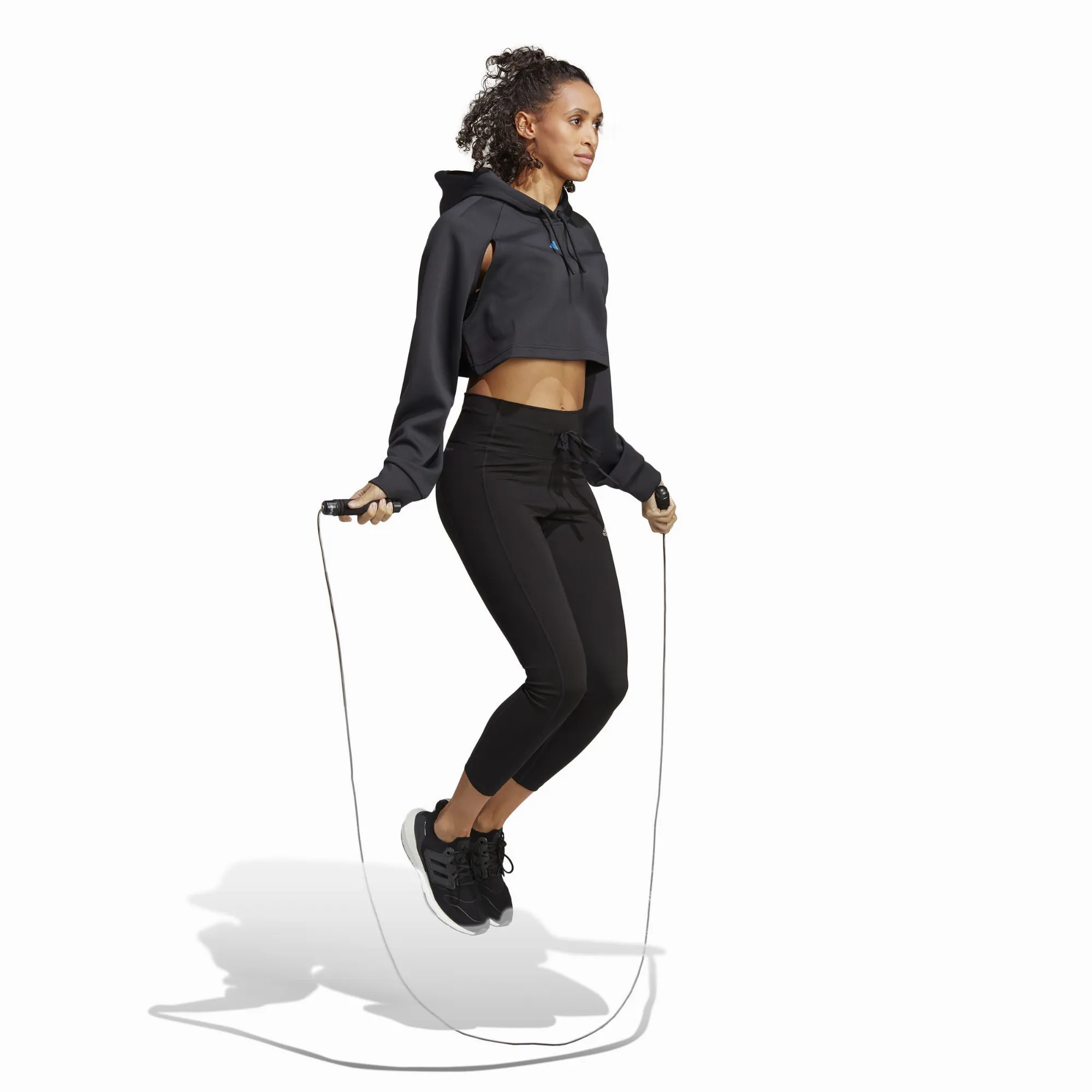 adidas HIIT AEROREADY Crop Damen Hoodie Schwarz