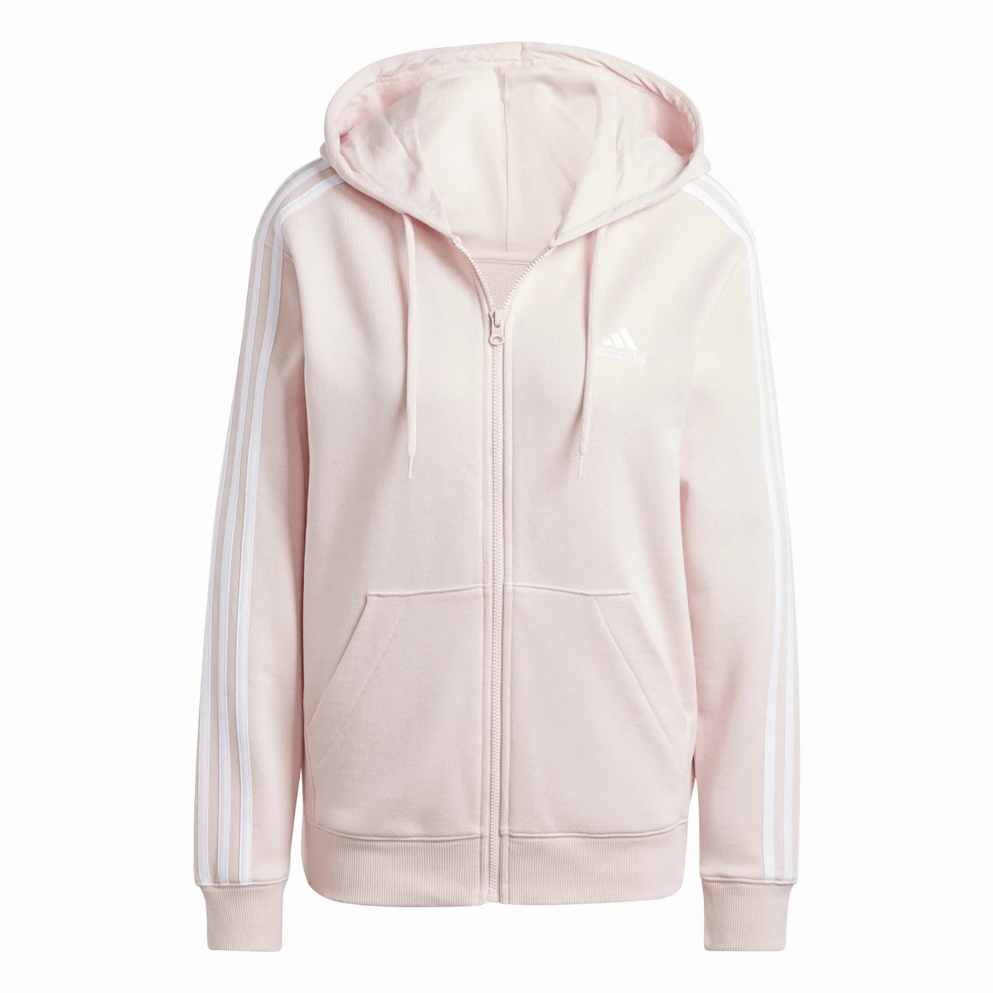 adidas Essentials 3-Streifen French Terry Regular Sweatjacke Kapuzenjacke Damen rosa