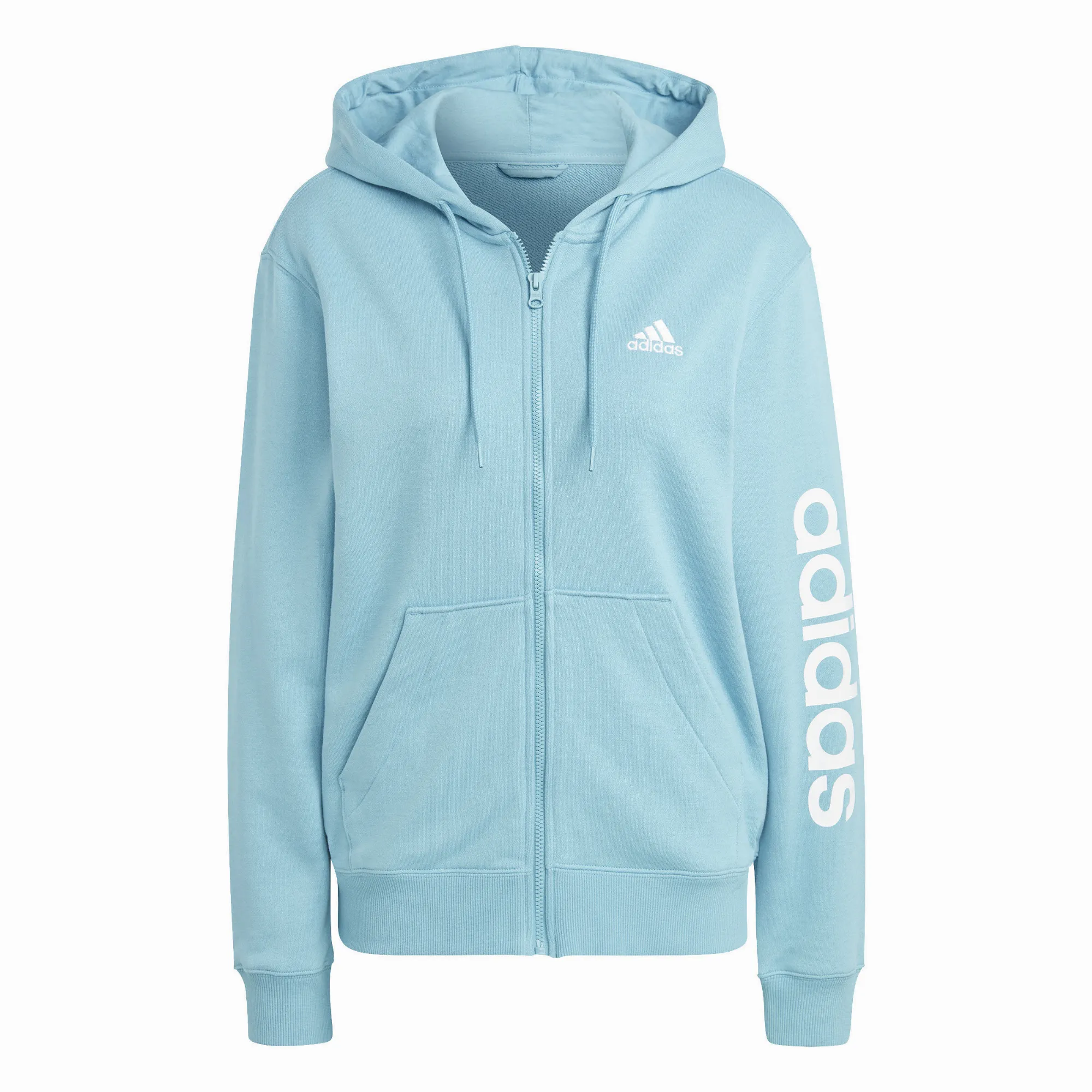 adidas 	Essentials Linear French Terry Kapuzenjacke Damen hellblau