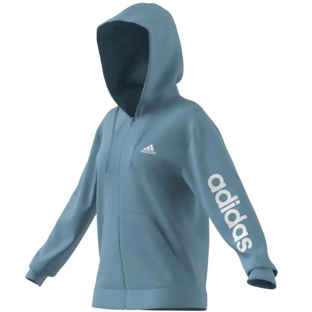adidas 	Essentials Linear French Terry Kapuzenjacke Damen hellblau