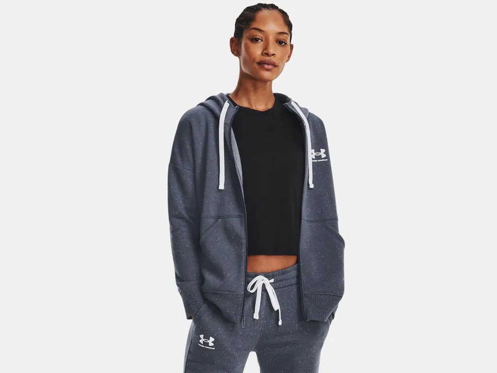 Under Armour Rival Fleece Full Zip Hoodie Kapuzenjacke Damen dunkelgrau NEU