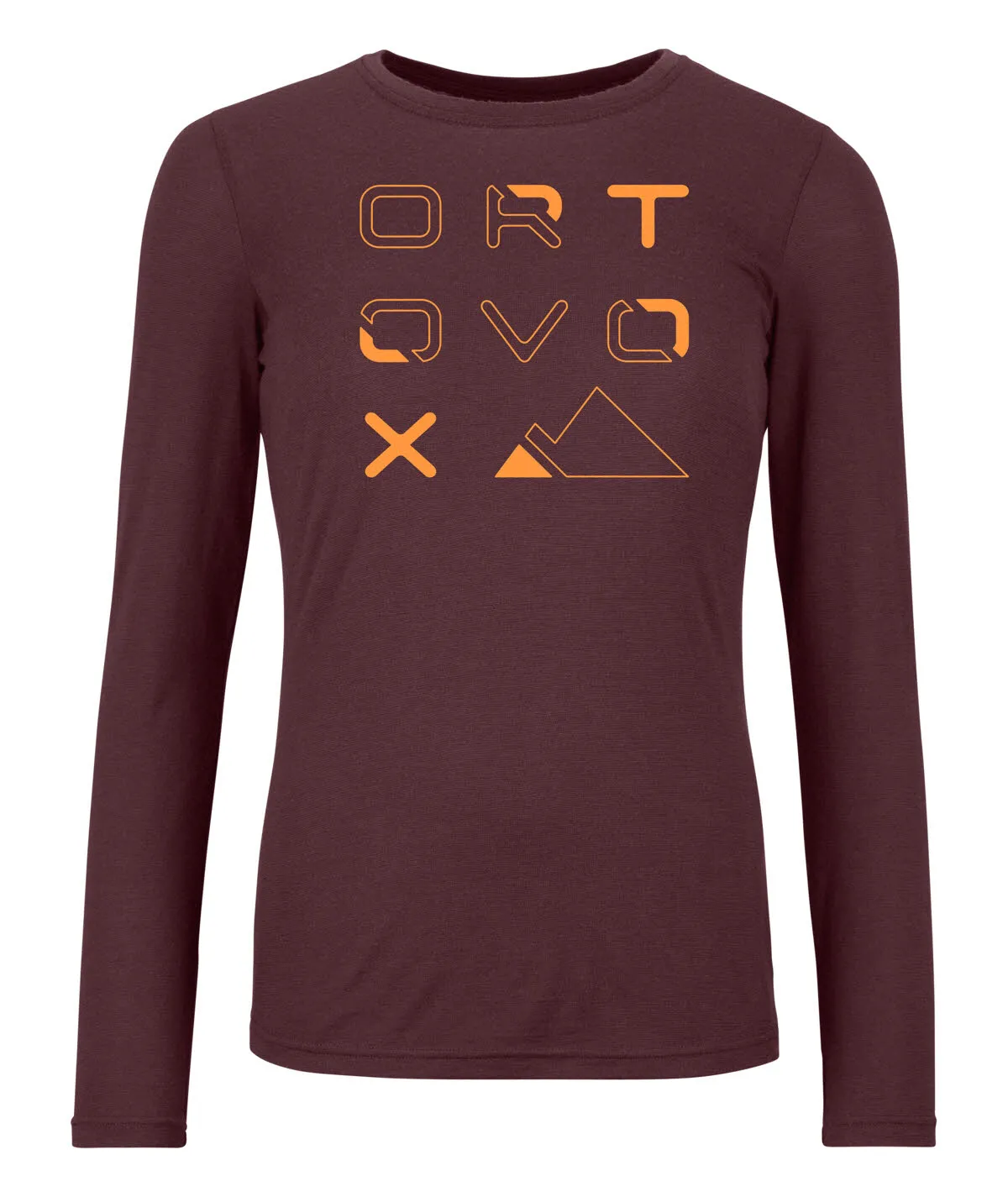 Ortovox 185 MERINO BRAND OUTLINE LS Langarmshirt Funktionsshirt Damen dunkelrot