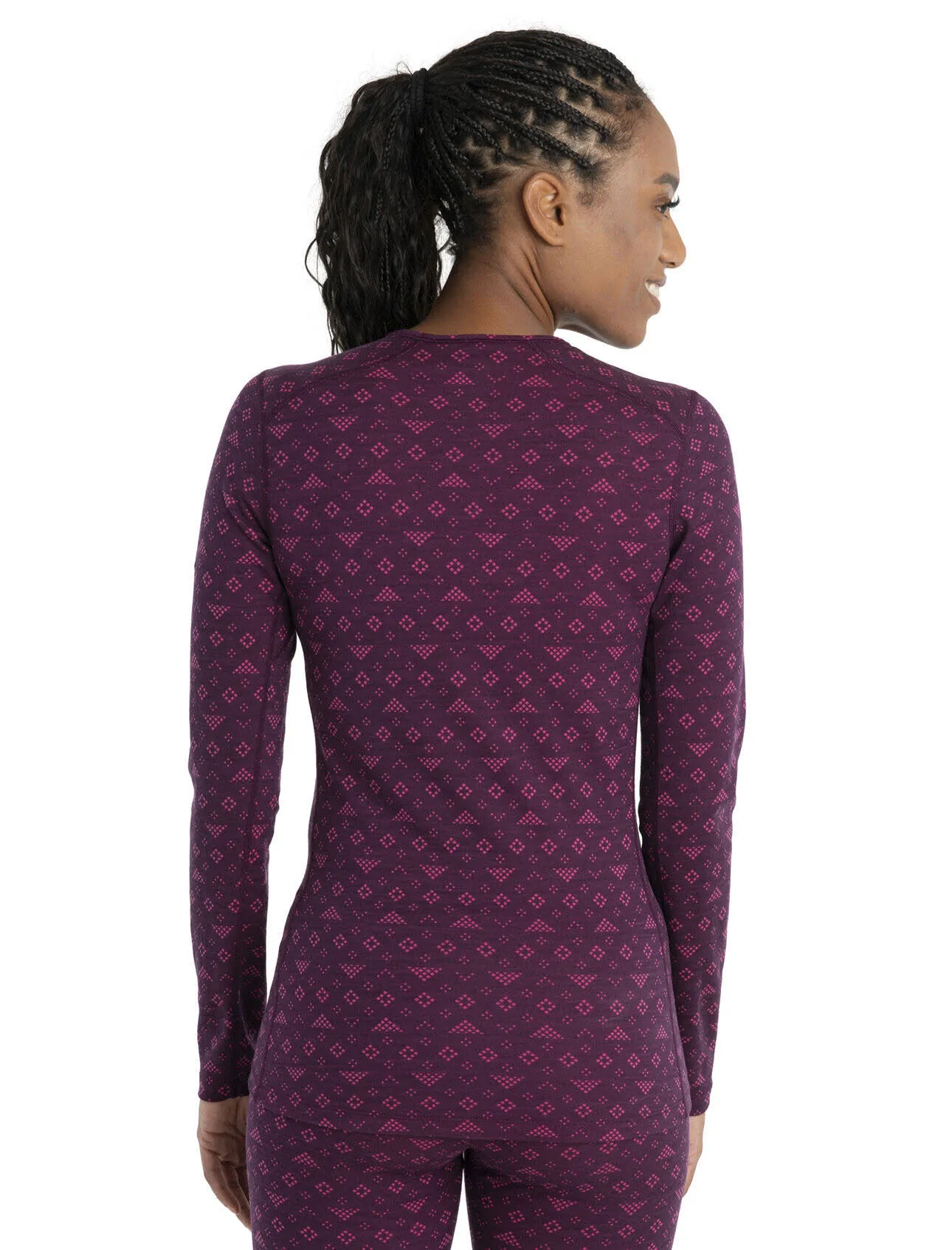 Icebreaker Merino 200 Oasis Damen Thermo Langarmshirt First Snow Unterwäsche lang lila