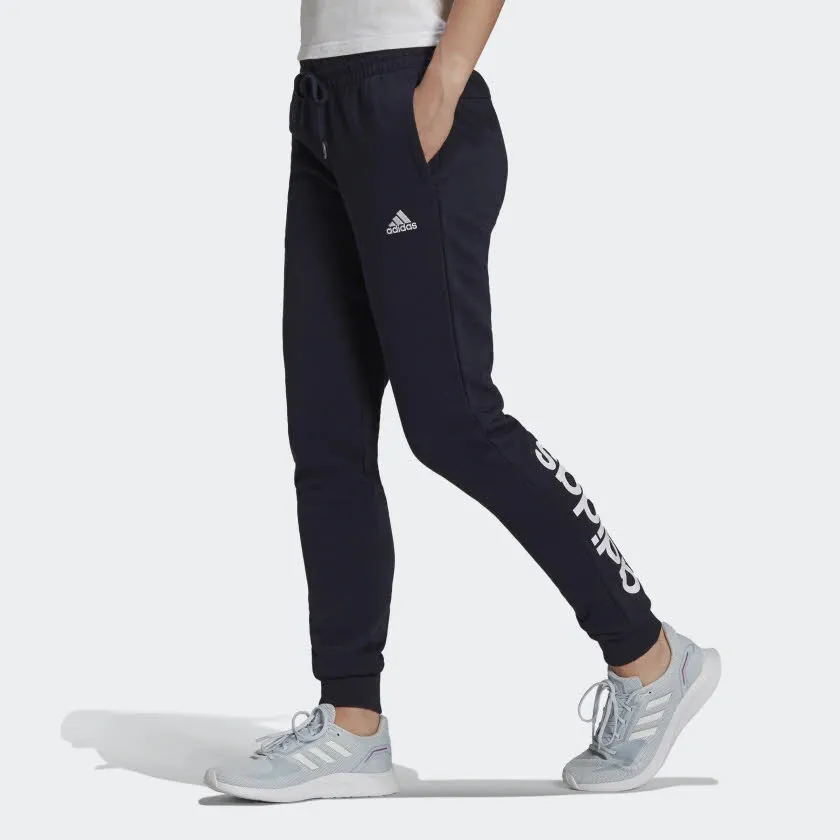 adidas W LIN FT C Damen ESSENTIAL slim fit Jogginghose Trainingshose schwarz