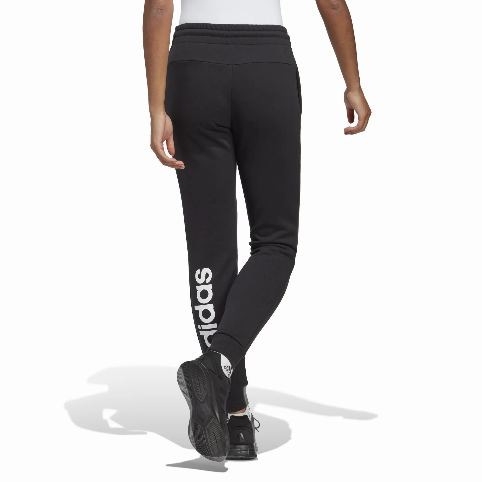 Adidas Essentials Linear French Terry Cuffed Hose Weitenregulierbar Baumwolle Damen Schwarz