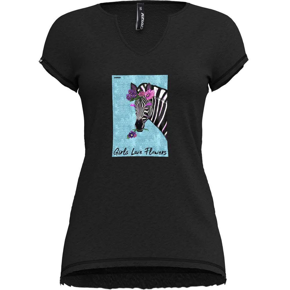 Crazy Idea SHIRT MANDALA Damen T-Shirt Funktionsshirt black/zebra