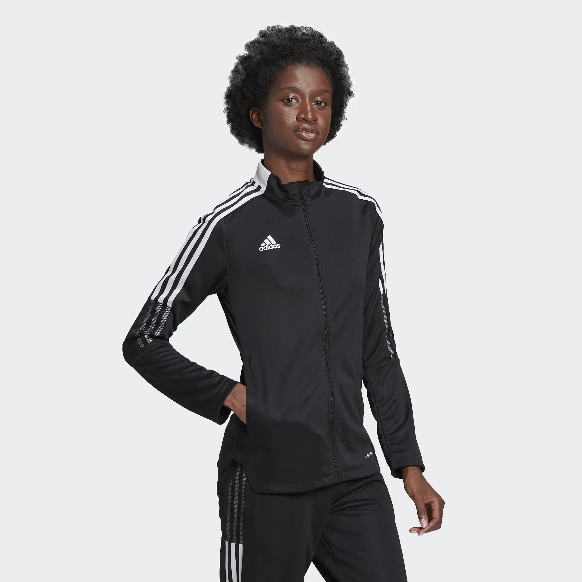 adidas Damen Trainingsjacke Langarm 3-Streifen Sport Freizeit schwarz NEU
