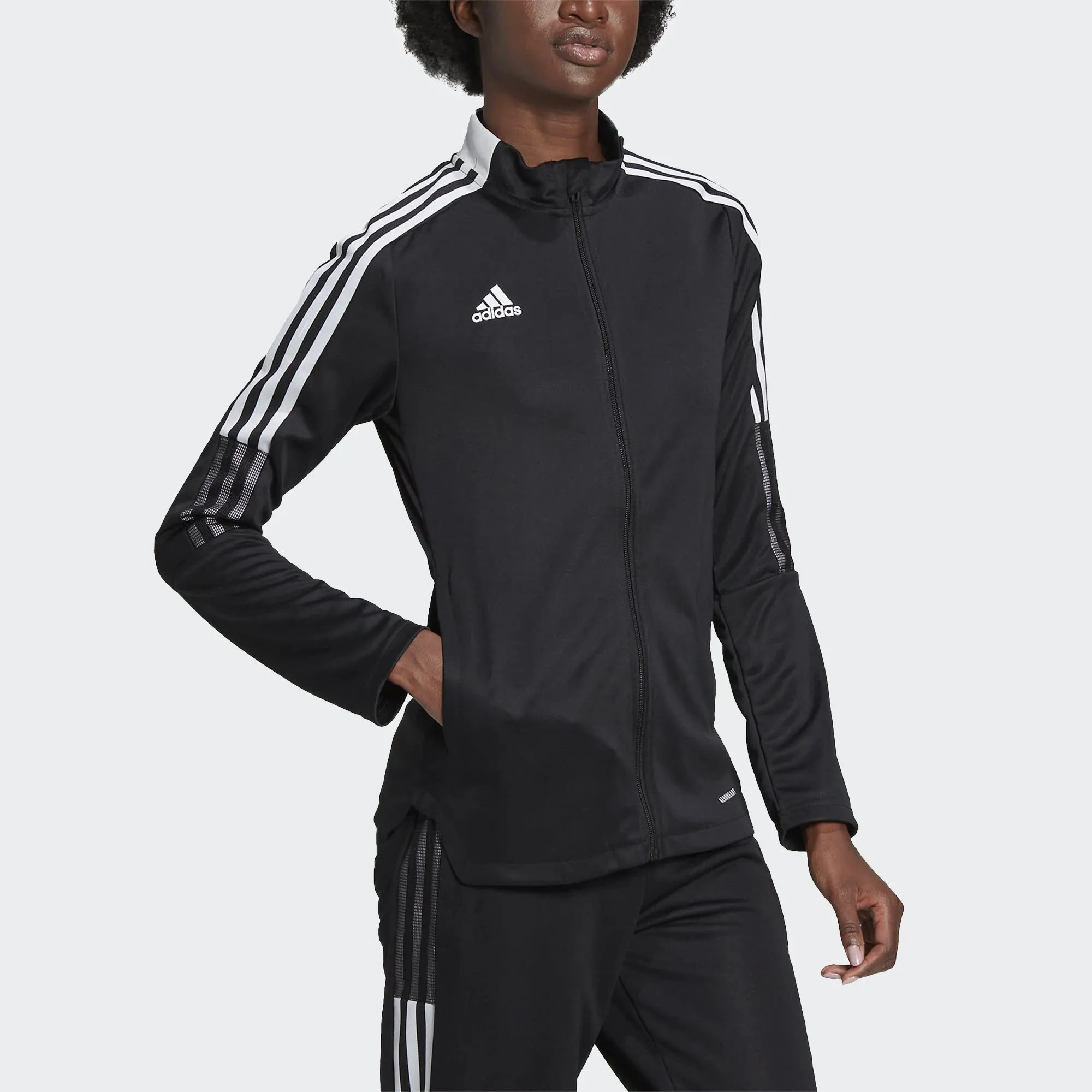 adidas Damen Trainingsjacke Langarm 3-Streifen Sport Freizeit schwarz NEU