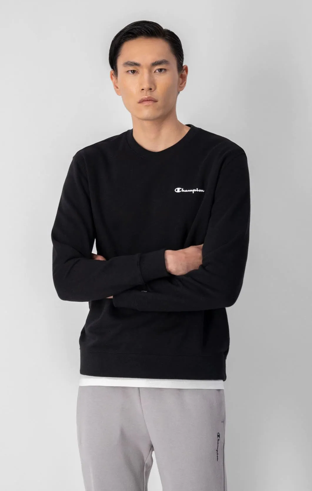 Champion Crewneck Sweatshirt Herren Baumwollpullover schwarz