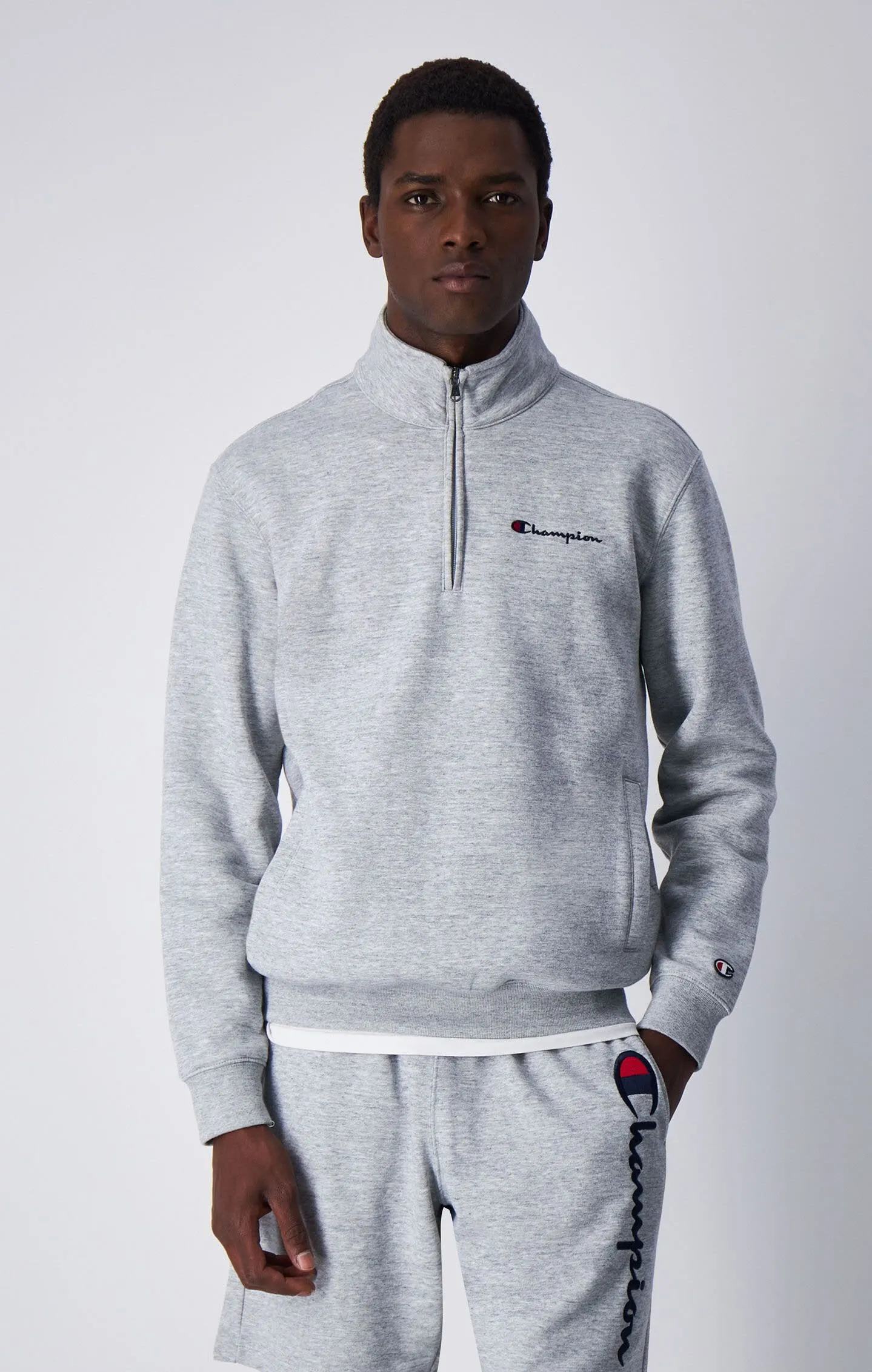 Champion Fleece-Sweatshirt Herren Half-Zip Fleece-Pullover grau