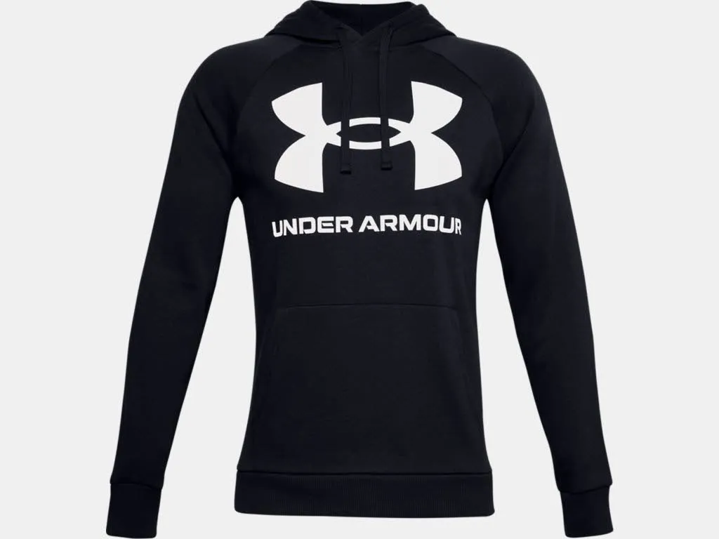 Under Armour UA Rival Fleece Big Logo HD Herren Hoodie Kapuzenpullover Schwarz NEU