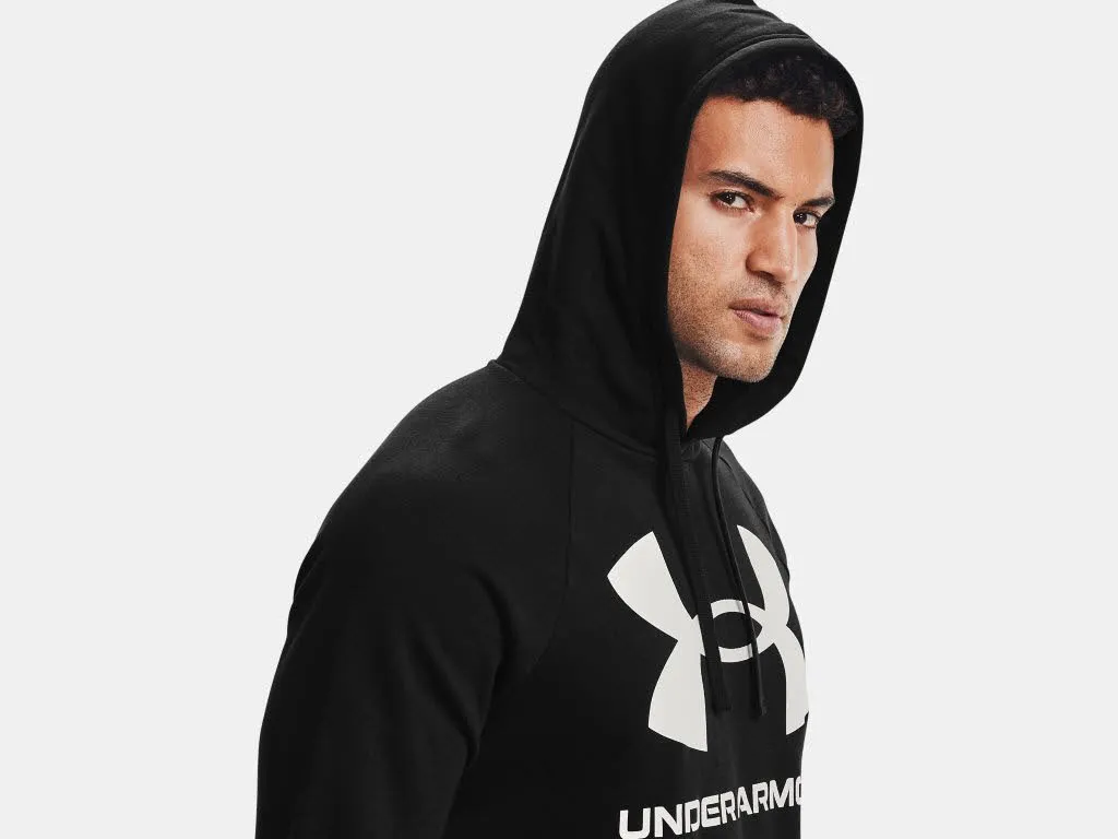 Under Armour UA Rival Fleece Big Logo HD Herren Hoodie Kapuzenpullover Schwarz NEU