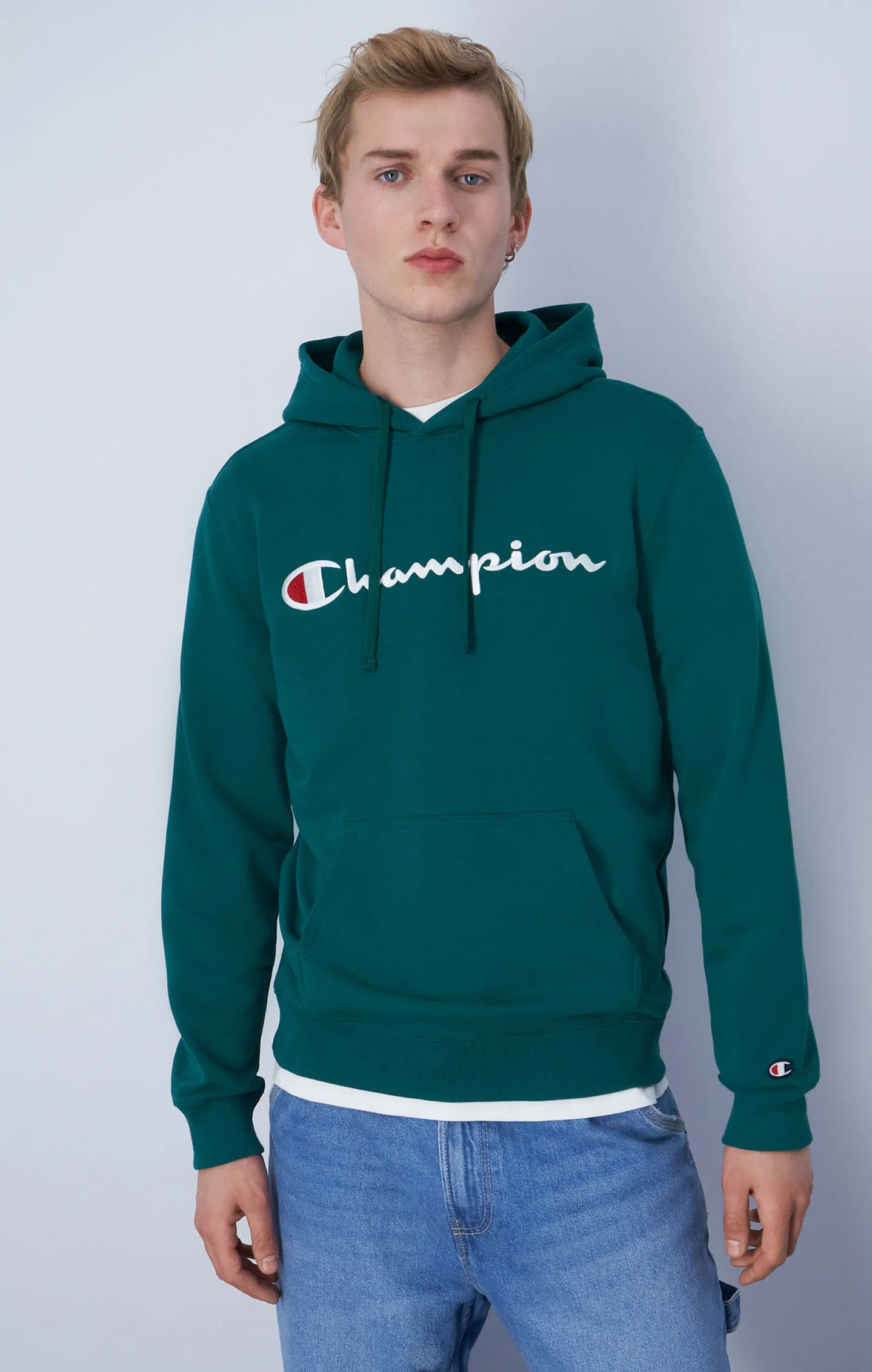 Champion Icons Herren Kapuzenpullover mit großem Sticklogo grün