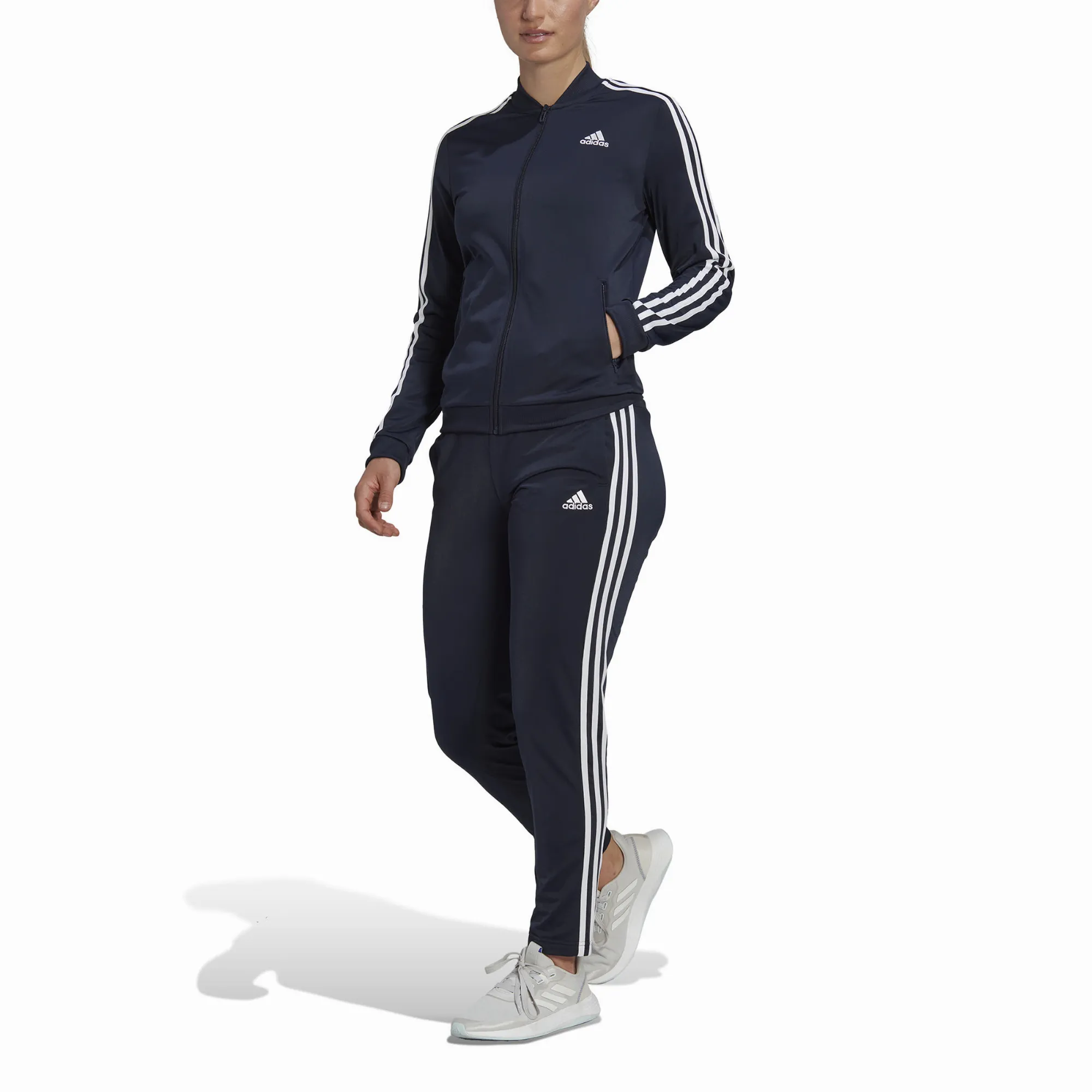 adidas 3 Streifen Damen Trainingsanzug Schwarz Weiß