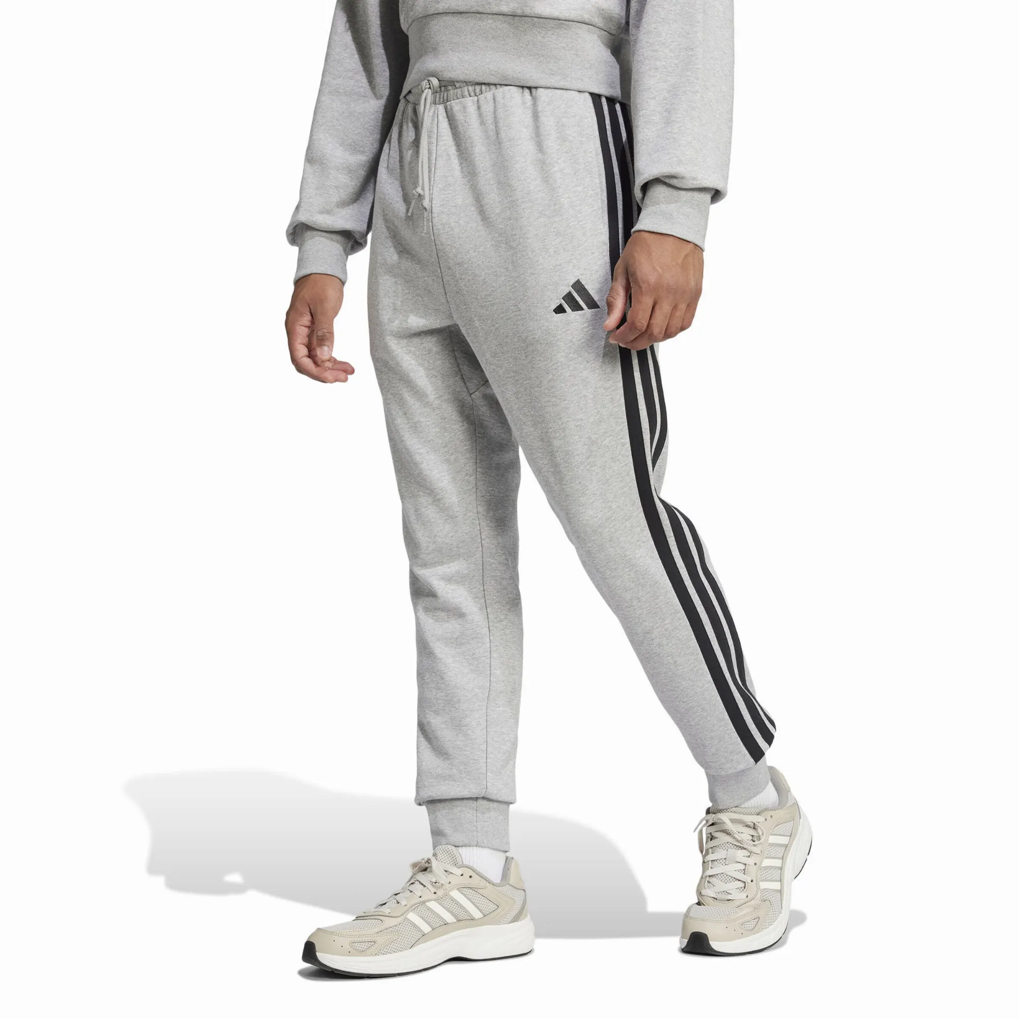 adidas Essentials 3-Streifen French Terry Hose Jogginghose Herren grau