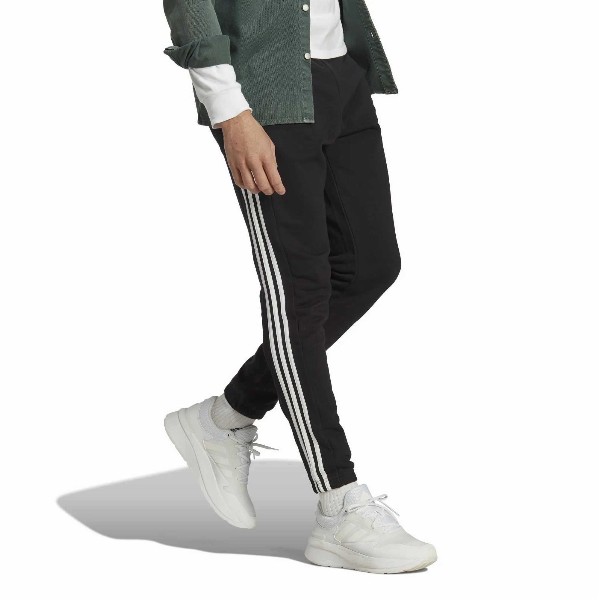 adidas Essentials French Terry Tapered Elastic Cuff 3-Streifen Herren Jogginghose Sporthose schwarz