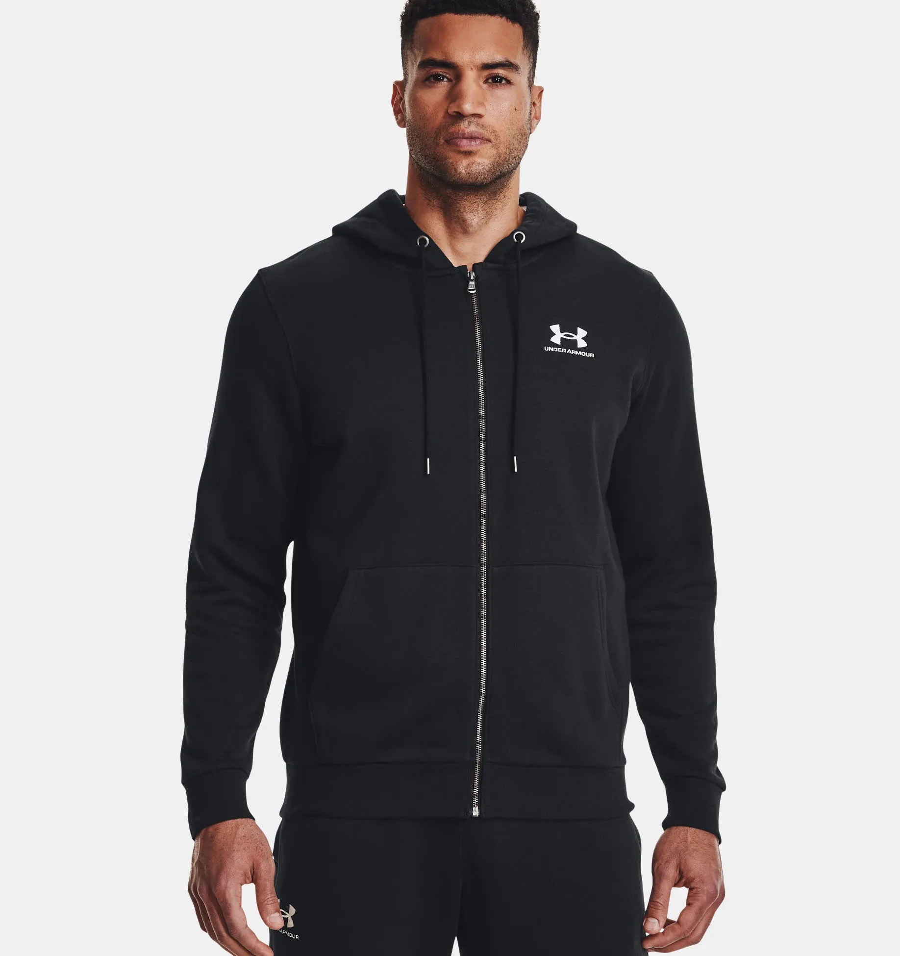 Under Armour Essential Fleece FZ Hood Herren Kapuzenjacke Trainingsweste schwarz NEU