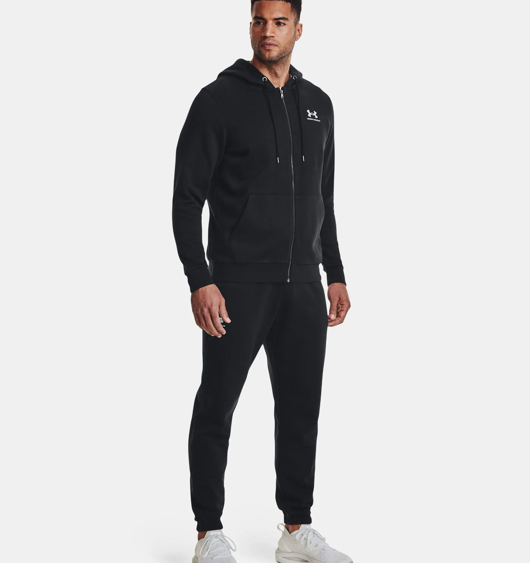 Under Armour Essential Fleece FZ Hood Herren Kapuzenjacke Trainingsweste schwarz NEU
