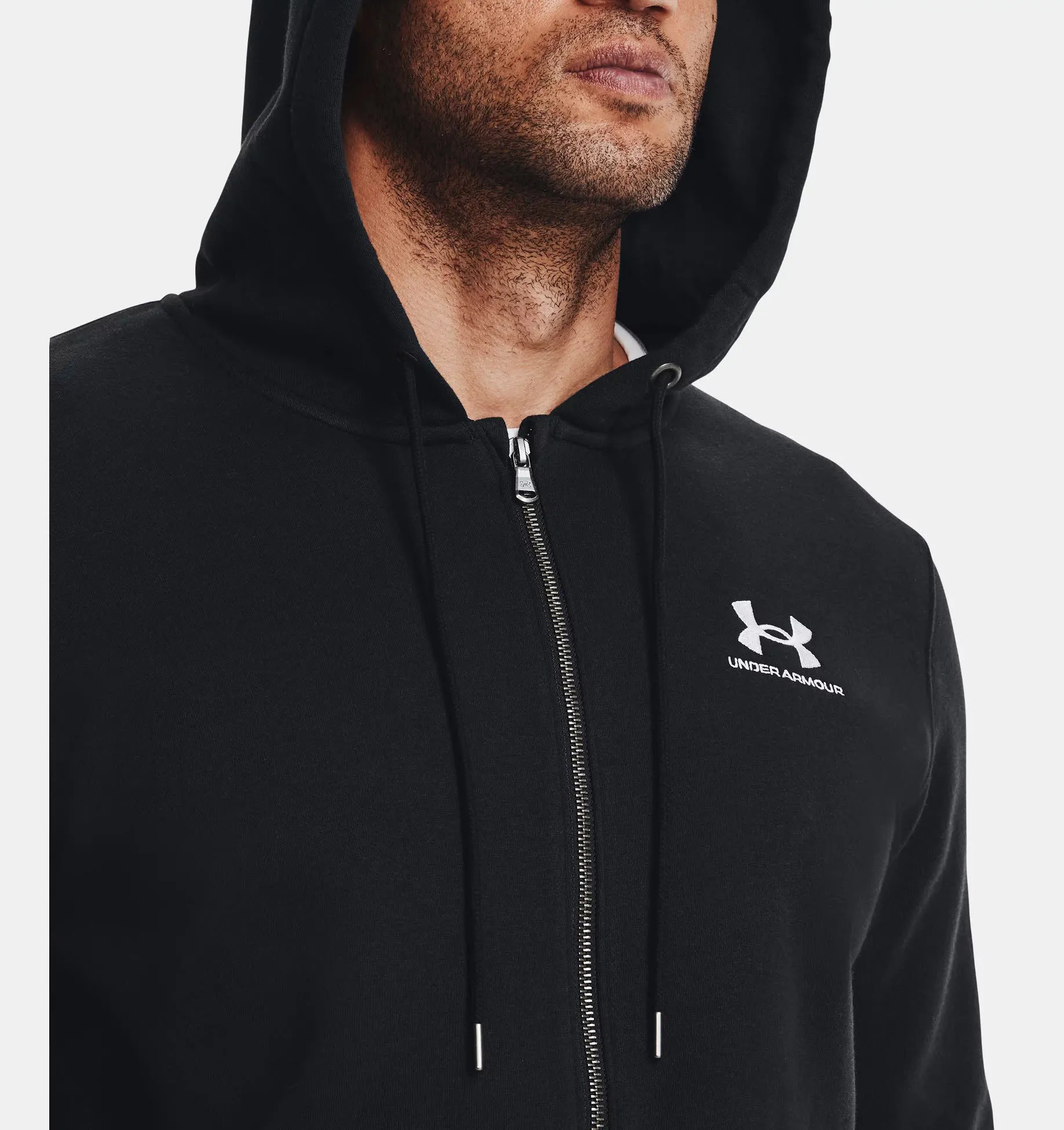 Under Armour Essential Fleece FZ Hood Herren Kapuzenjacke Trainingsweste schwarz NEU