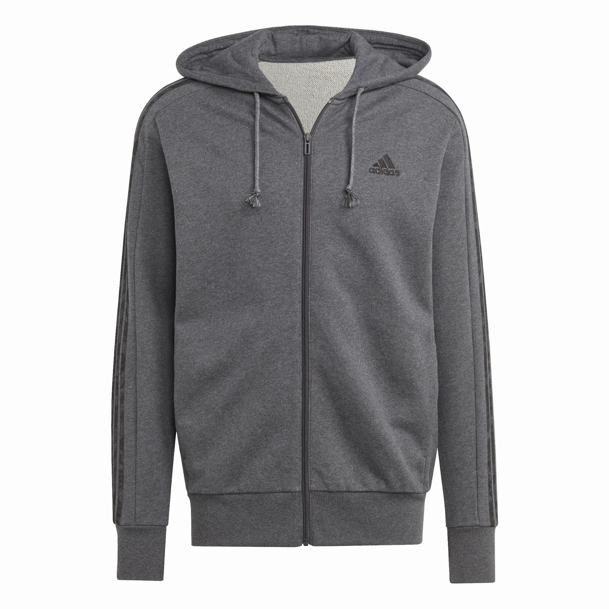 adidas M 3S FT FZ HD Herren Kapuzenjacke Trainingsweste grau NEU