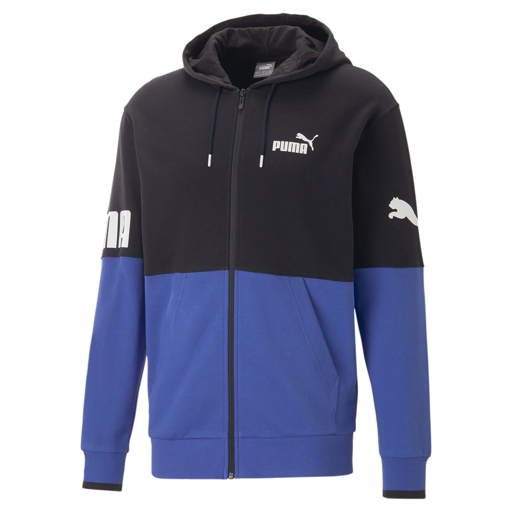 PUMA POWER Colorblock Full-Zip Hoodie TR Herren Kapuzensweat schwarz-blau NEU