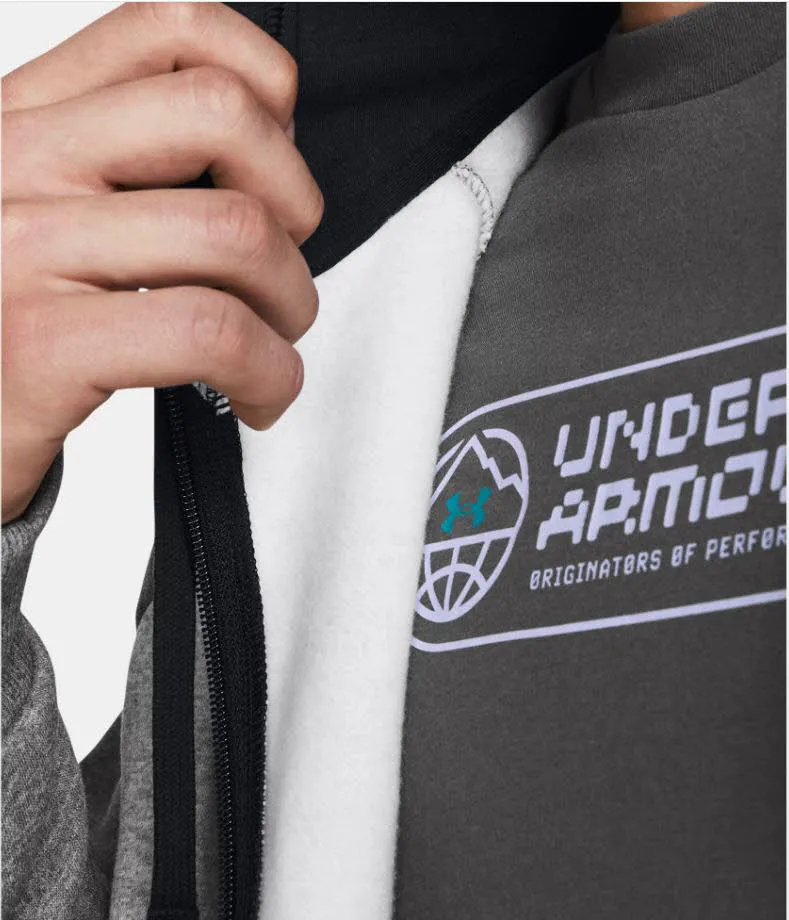 Under Armour Rival Fleece Herren Jacke Kapuzenjacke grau