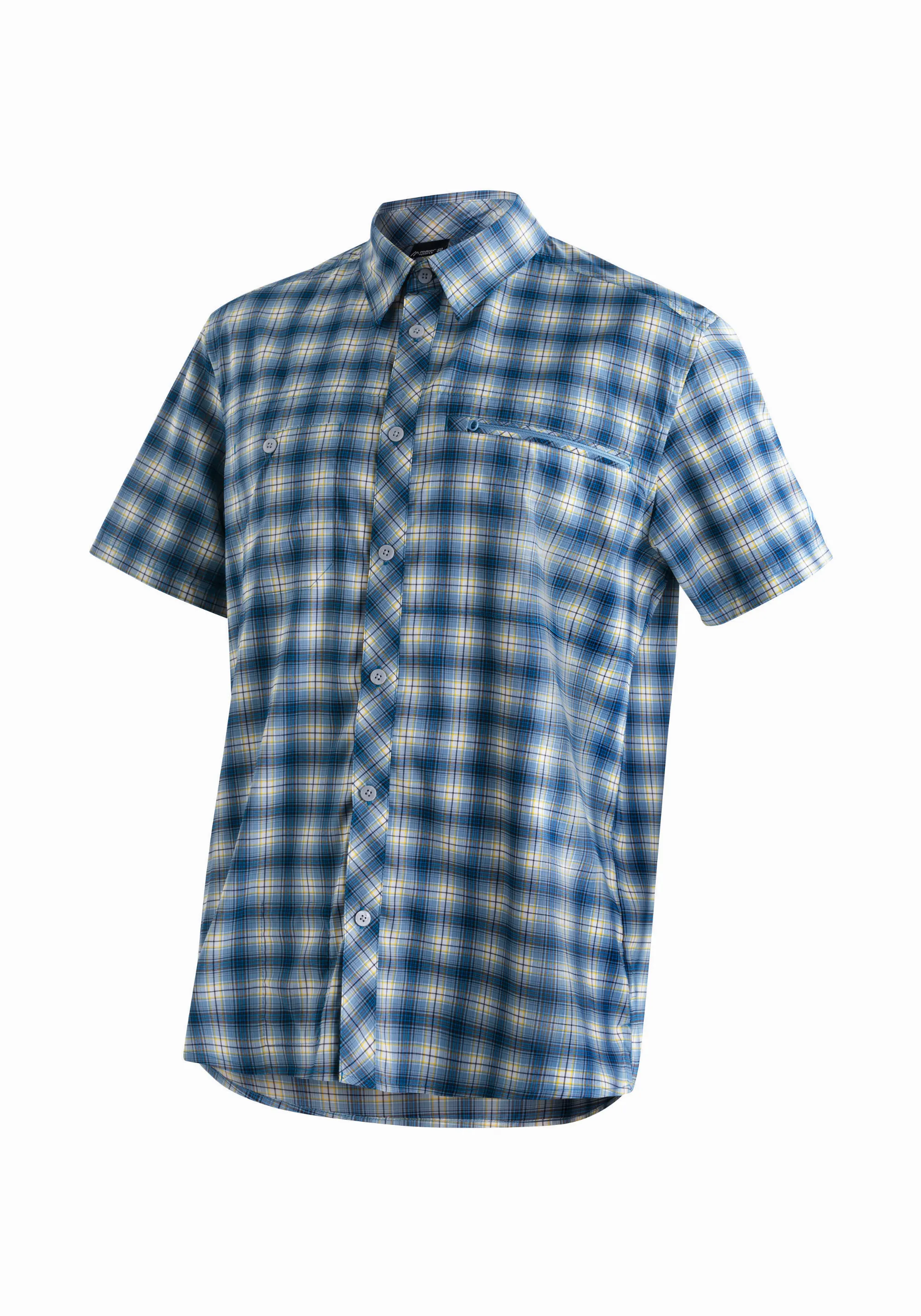 Maier Sports Kasen S/S Herren Hemd kurzarm Freizeithemd blue check