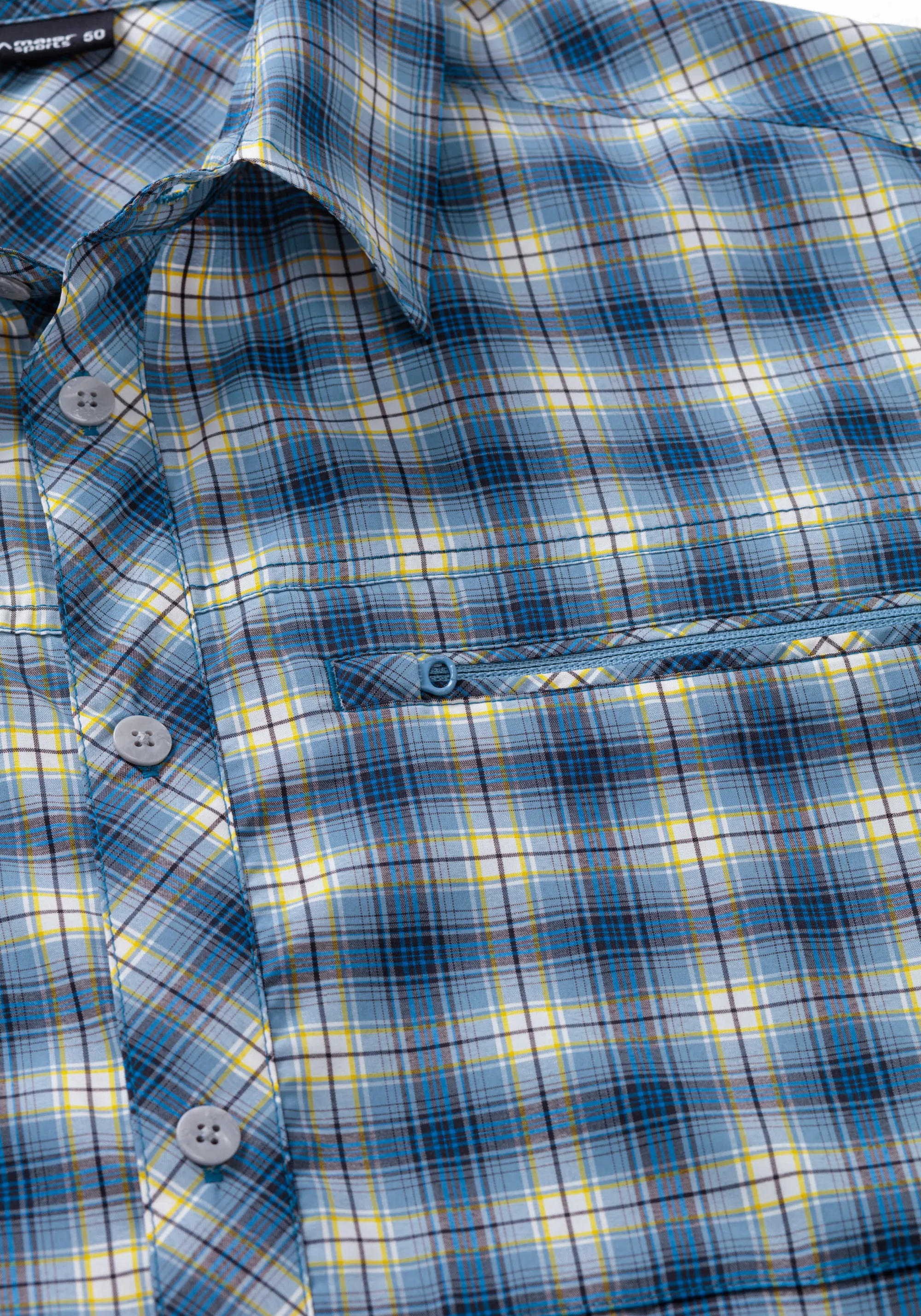 Maier Sports Kasen S/S Herren Hemd kurzarm Freizeithemd blue check