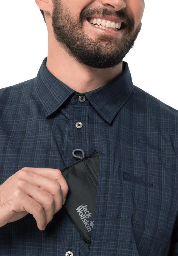 Jack Wolfskin Rays Stretch Herren Wanderhemd Funktionshemd blau