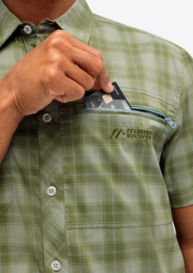 Maier Sports S/S Herren Hemd Wanderhemd Kurzarmhemd grün