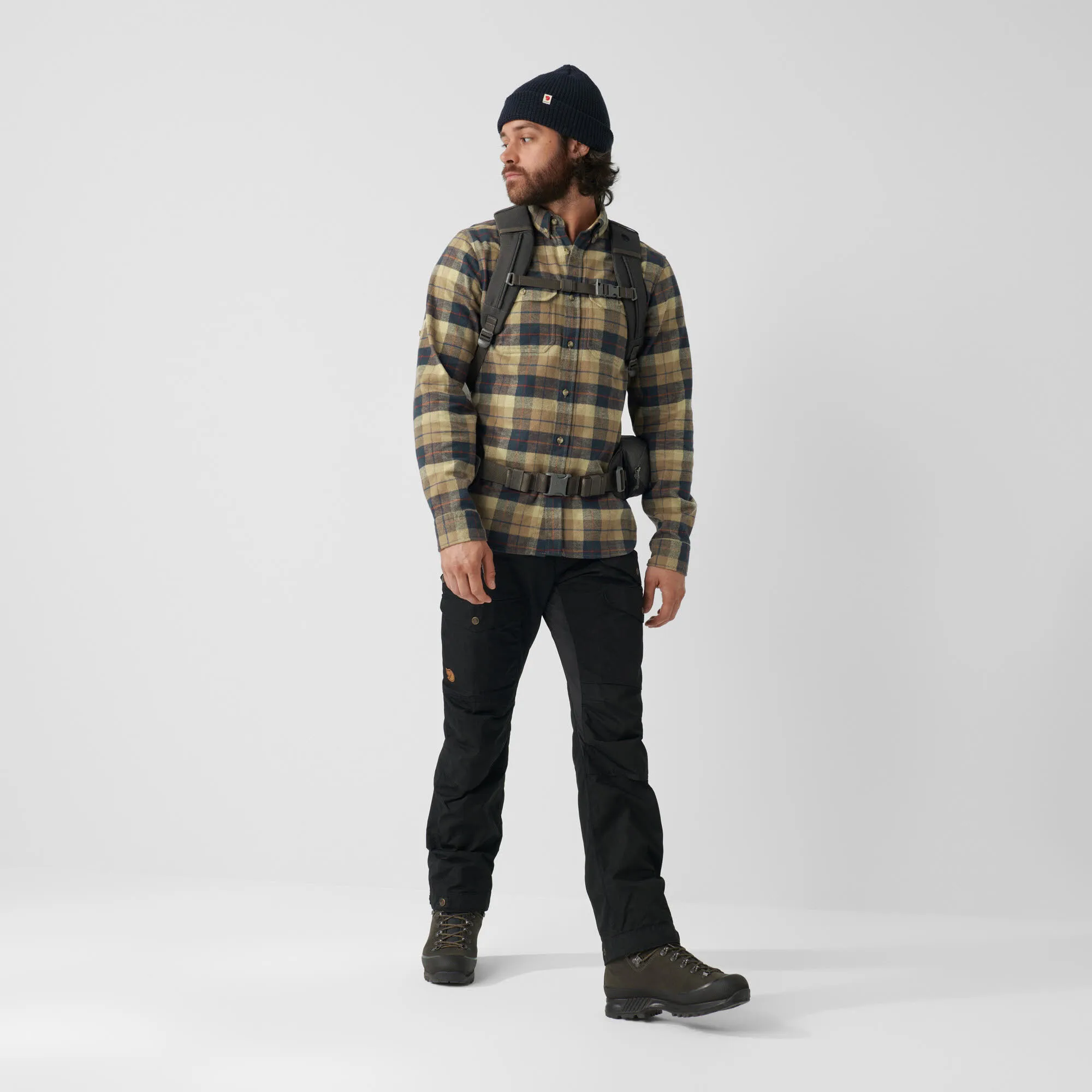 Fjällräven Singi Herren Heavy Flannel Shirt Hemd Langarmhemd braun