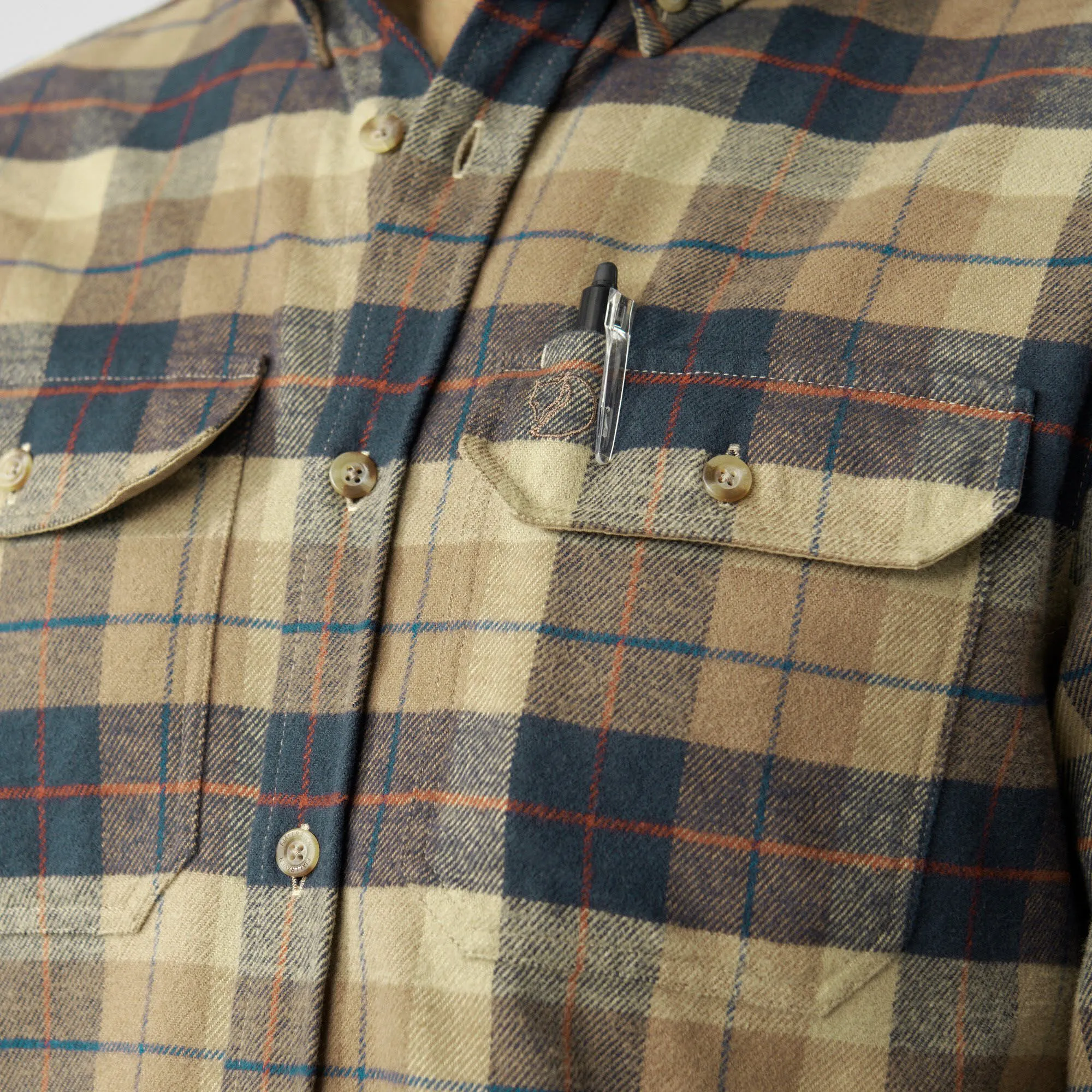 Fjällräven Singi Herren Heavy Flannel Shirt Hemd Langarmhemd braun