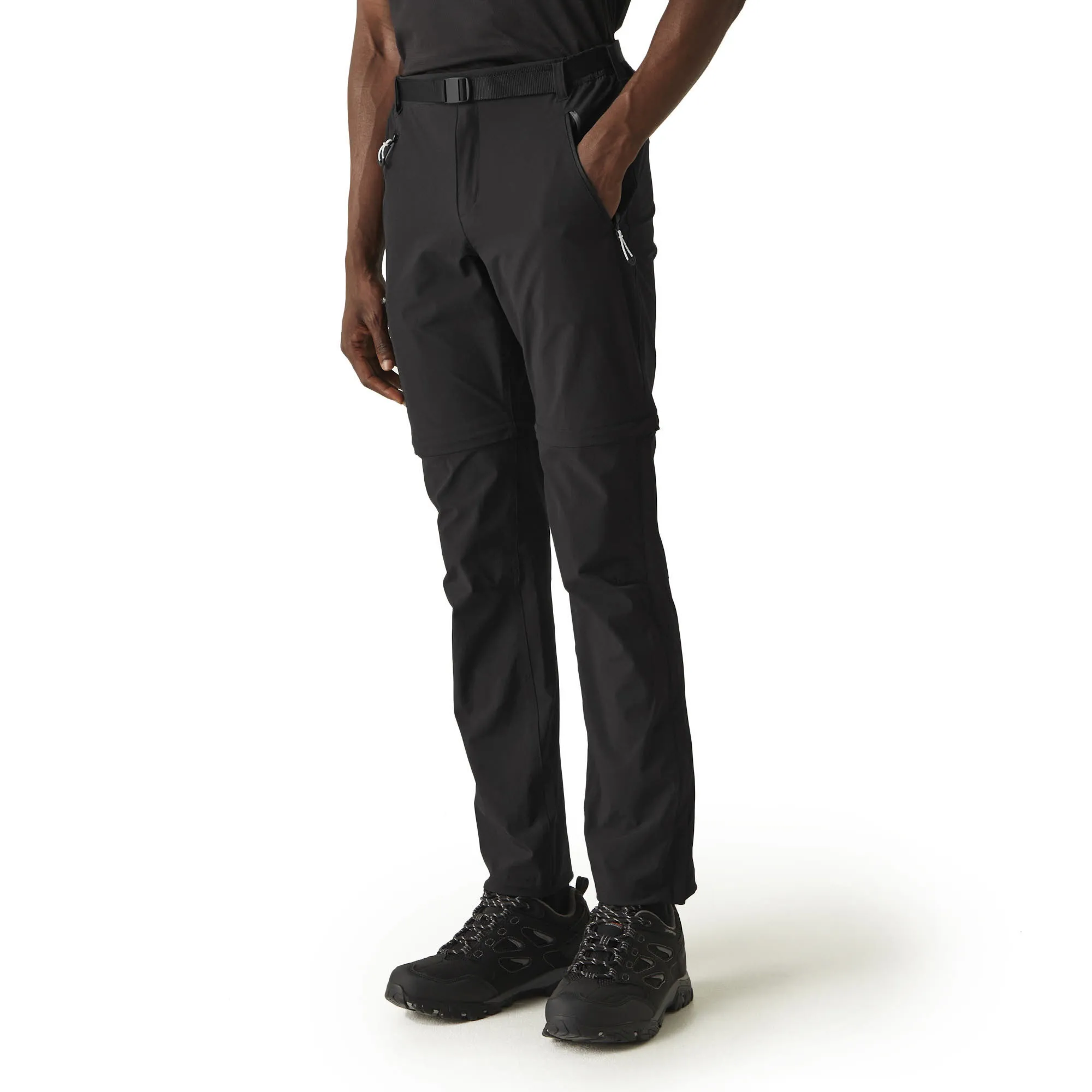 REGATTA Xert III Stretch Zip-Off Wanderhose Shorts Herren schwarz
