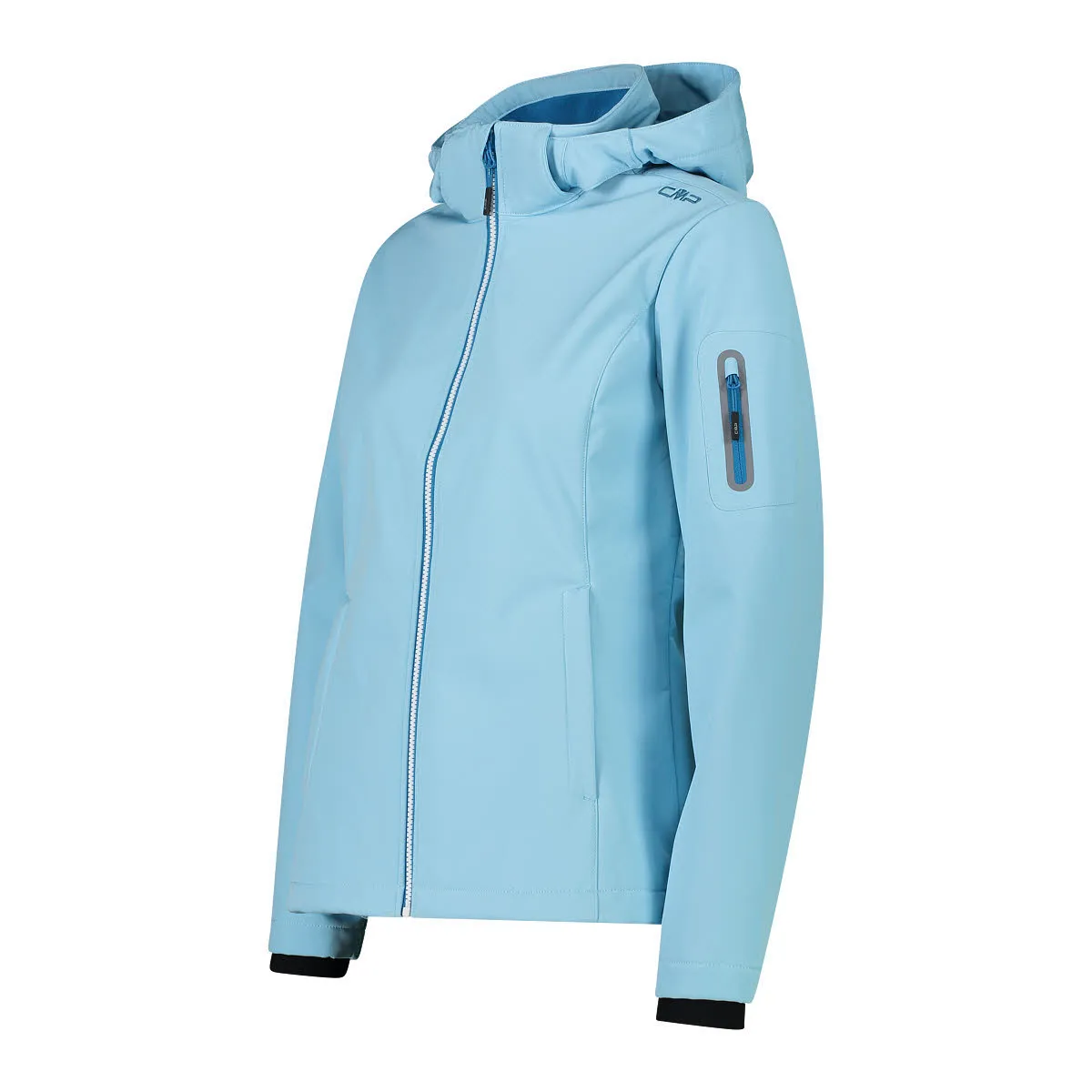 CMP Softshelljacke mit abnehmbarer Kapuze Weich Winddicht Wasserabweisend Komfort Damen blau