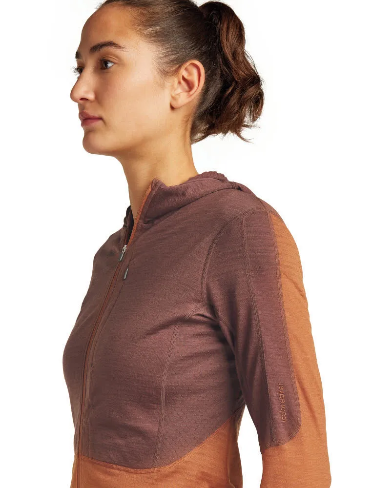 Icebreaker Merinomix 200 Realfleece™ Descender Zip-Hoodie Fleecejacke Damen braun