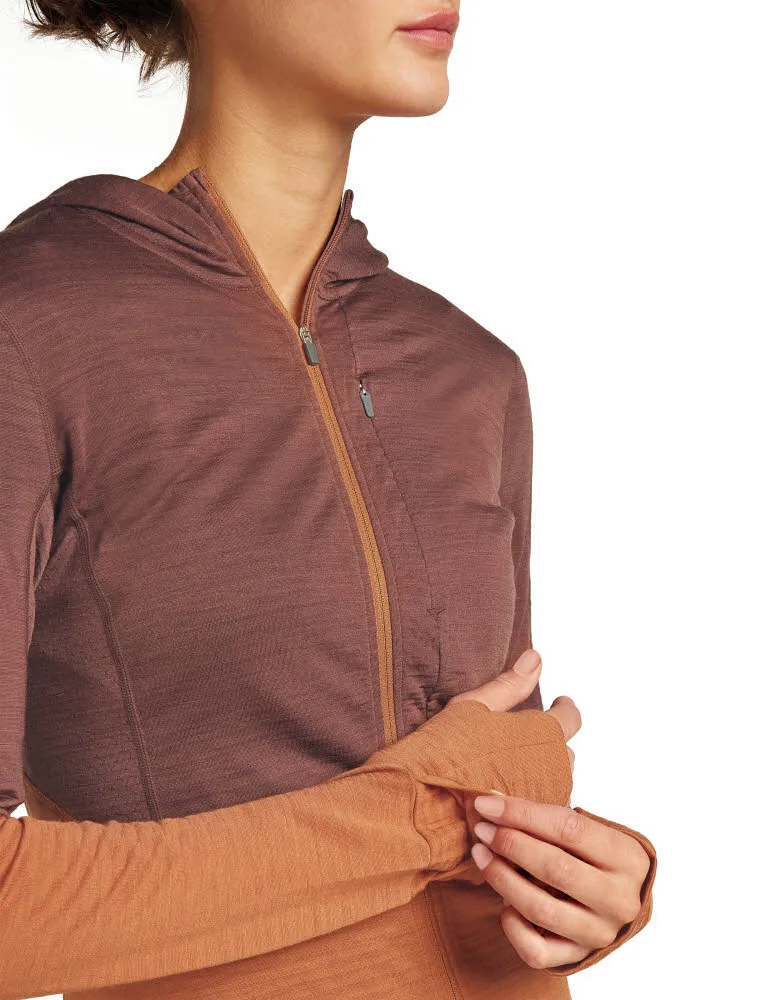 Icebreaker Merinomix 200 Realfleece™ Descender Zip-Hoodie Fleecejacke Damen braun