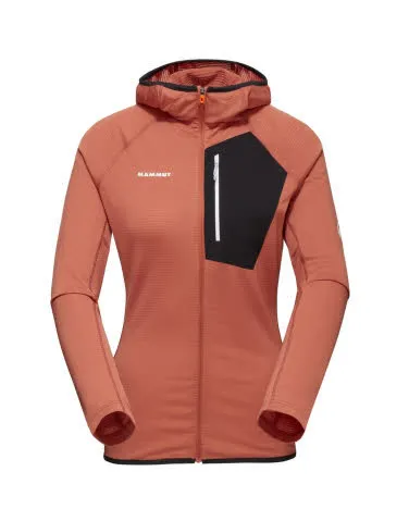 Mammut Aenergy Light ML Hooded Jacket Women Fleecejacke Damen orange schwarz