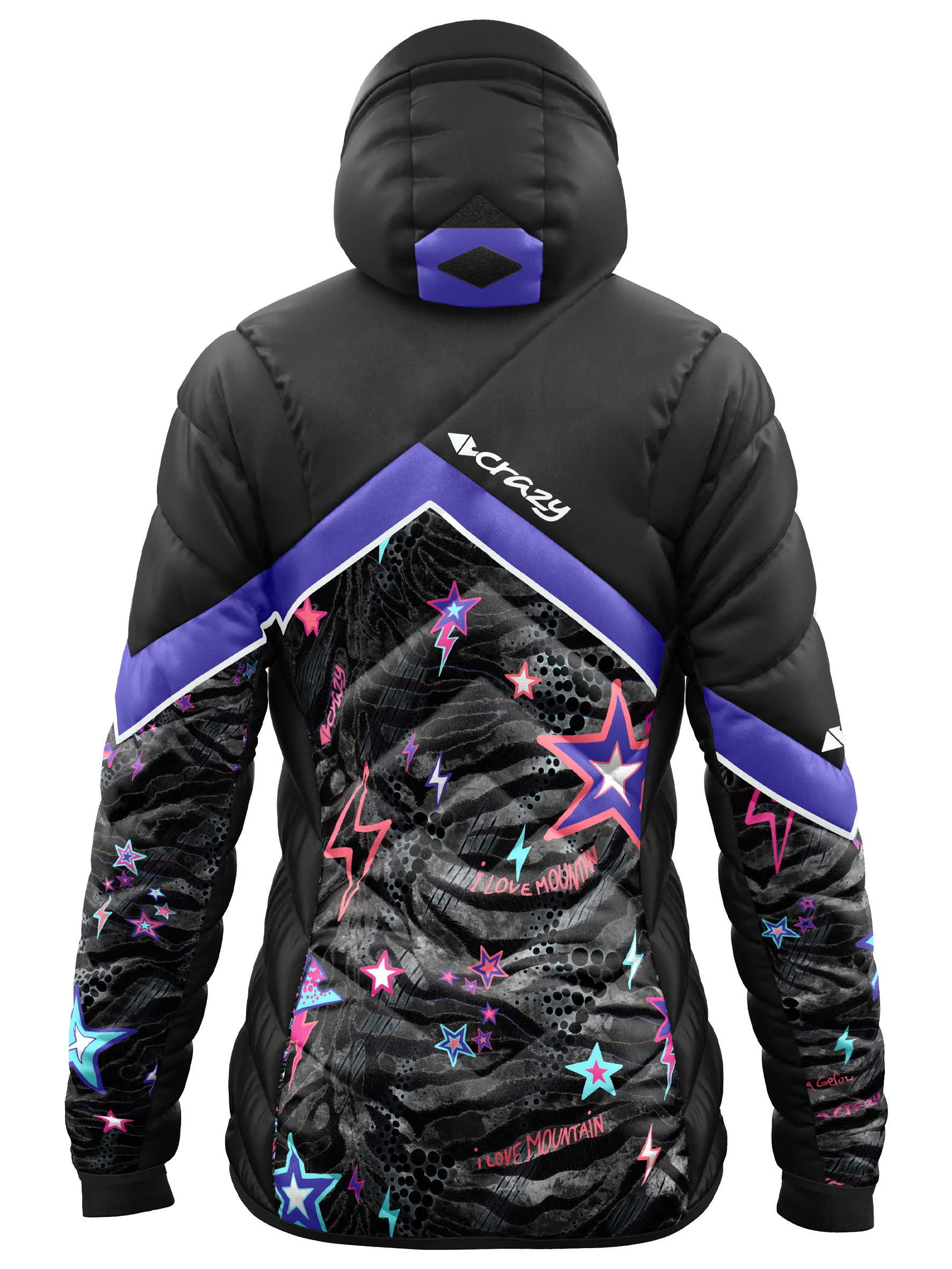 Crazy Idea Electra  Damen Jacke Daunenjacke Kapuzenjacke schwarz