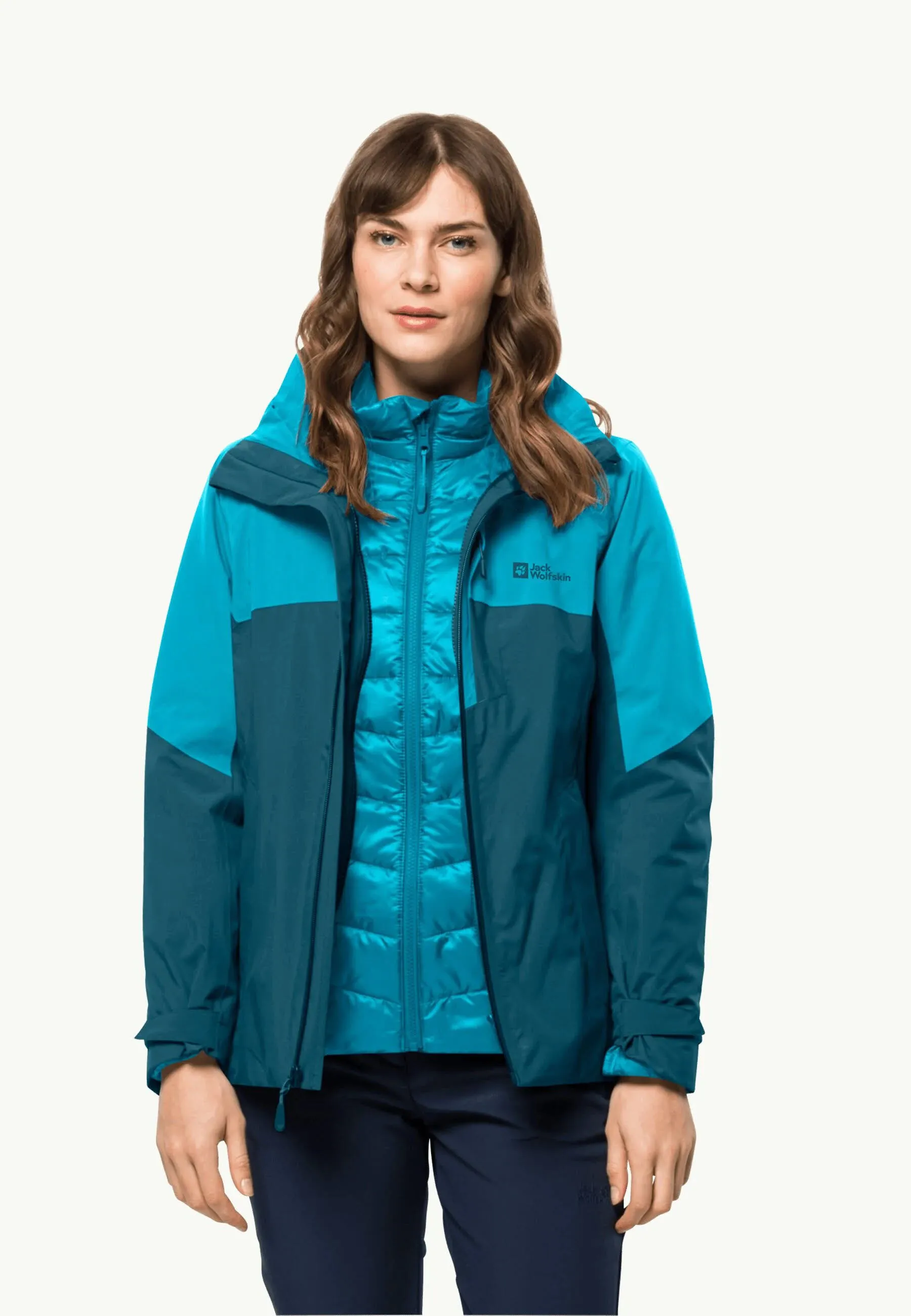 Jack Wolfskin Feldberg 3in1 Jkt W Kombijacke Regenjacke Daunenjacke Damen blau NEU