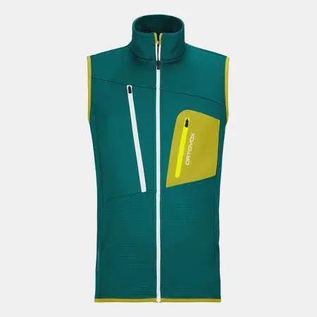 Ortovox Fleece Grid Vest Merino Atmungsaktiv Stretch Schnell Trocknend Herren Grün