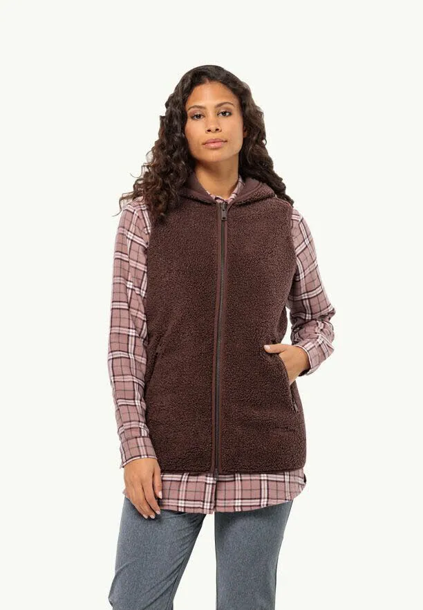 Jack Wolfskin High Curl Long Vest W Fleeceweste Damen dunkelbraun
