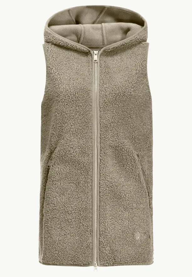 Jack Wolfskin High Curl Long Vest W Fleeceweste Damen beige