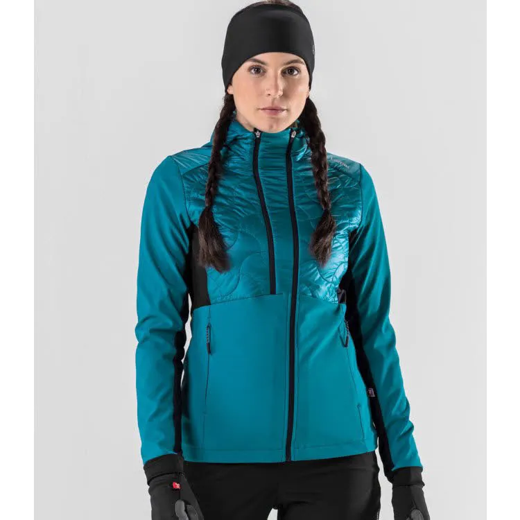 Löffler W HOODED HYBRIDJACKET GRACE PL60 Langlaufjacke Damen blaugrün