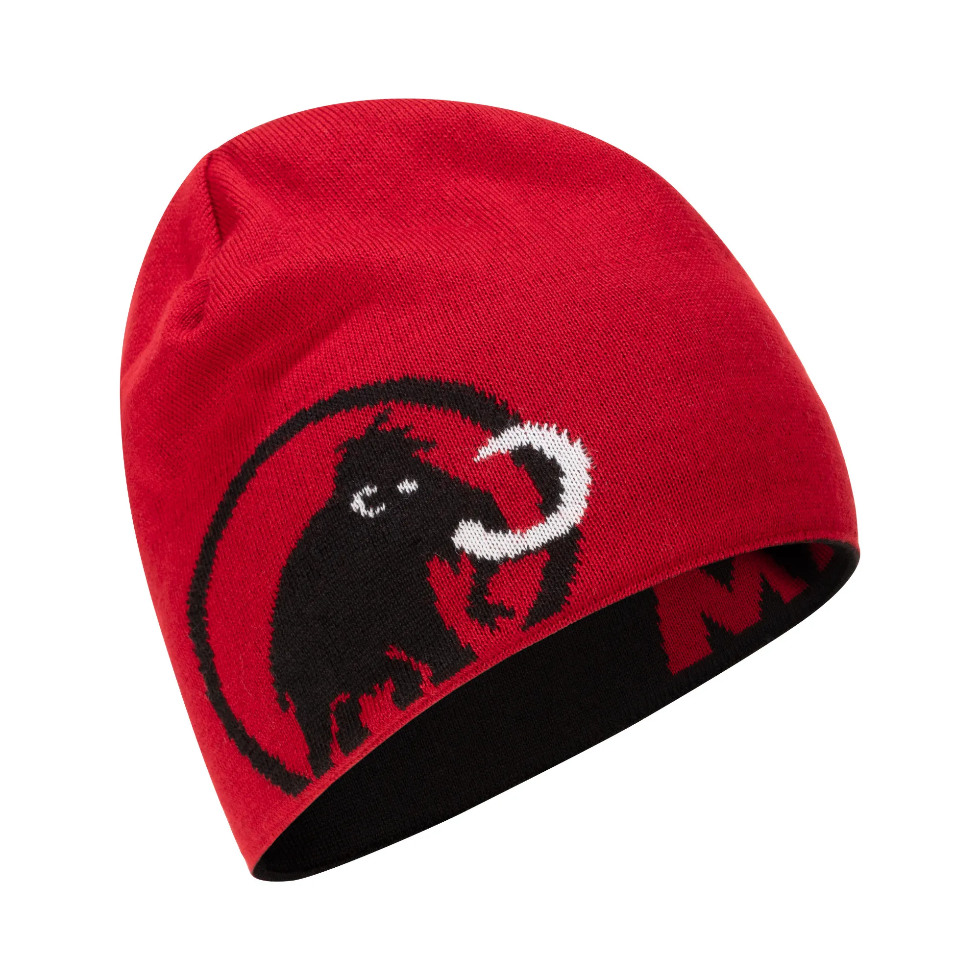 Mammut Logo Beanie Unisex Mütze Strickmütze Wintermütze schwarz/rot NEU