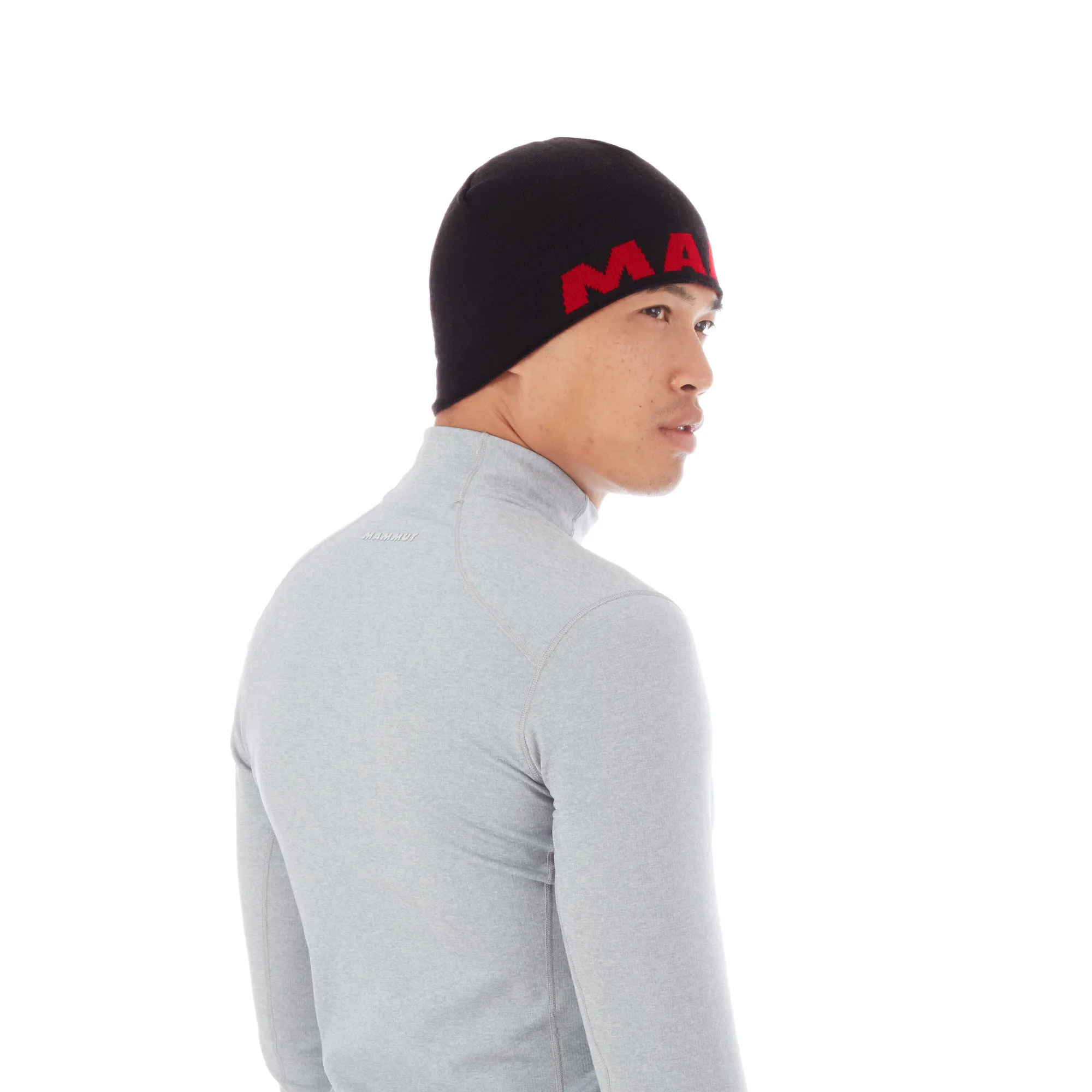 Mammut Logo Beanie Unisex Mütze Strickmütze Wintermütze schwarz/rot NEU