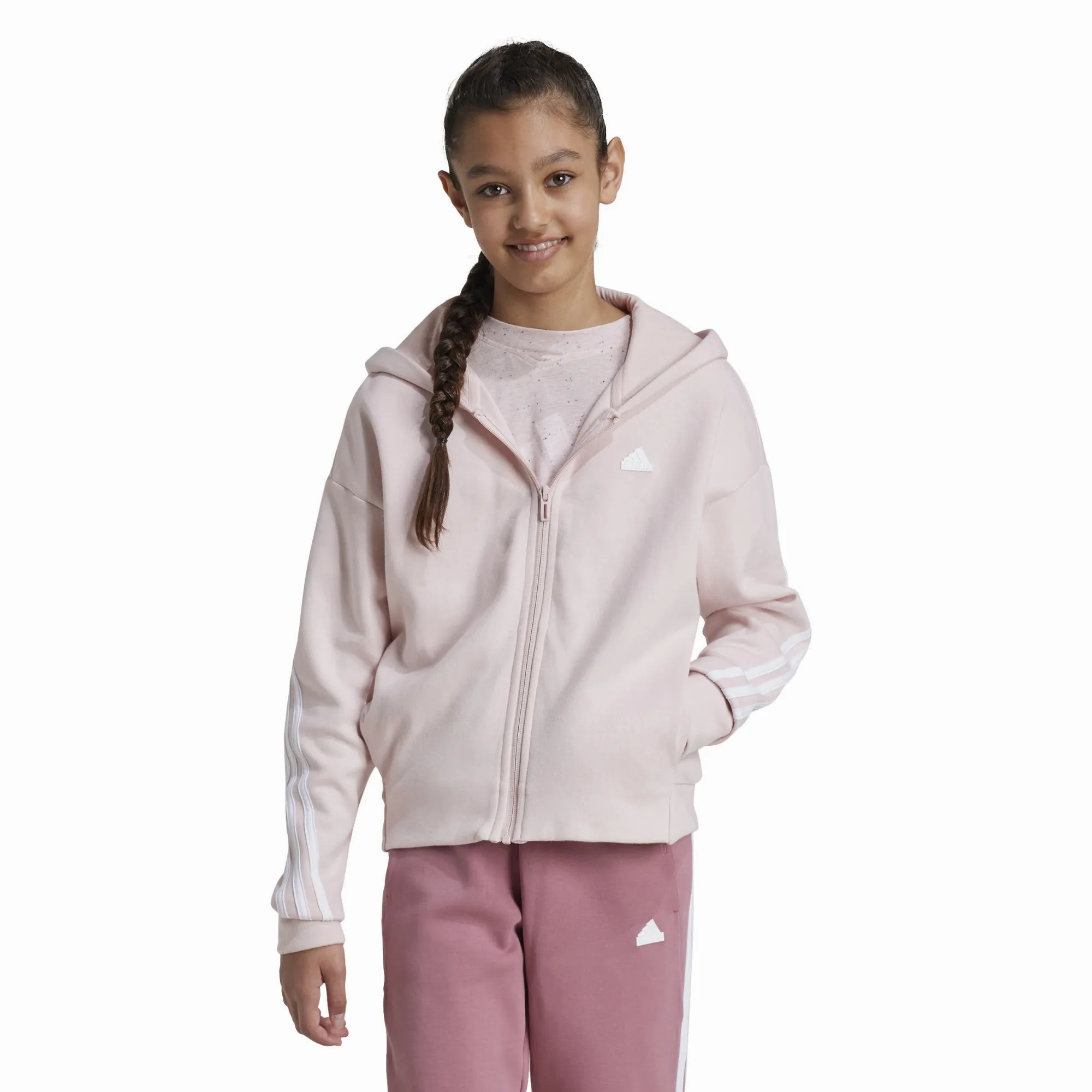 adidas FI 3S FZ Kapuzenjacke Sweatjacke Kinder Mädchen rosa